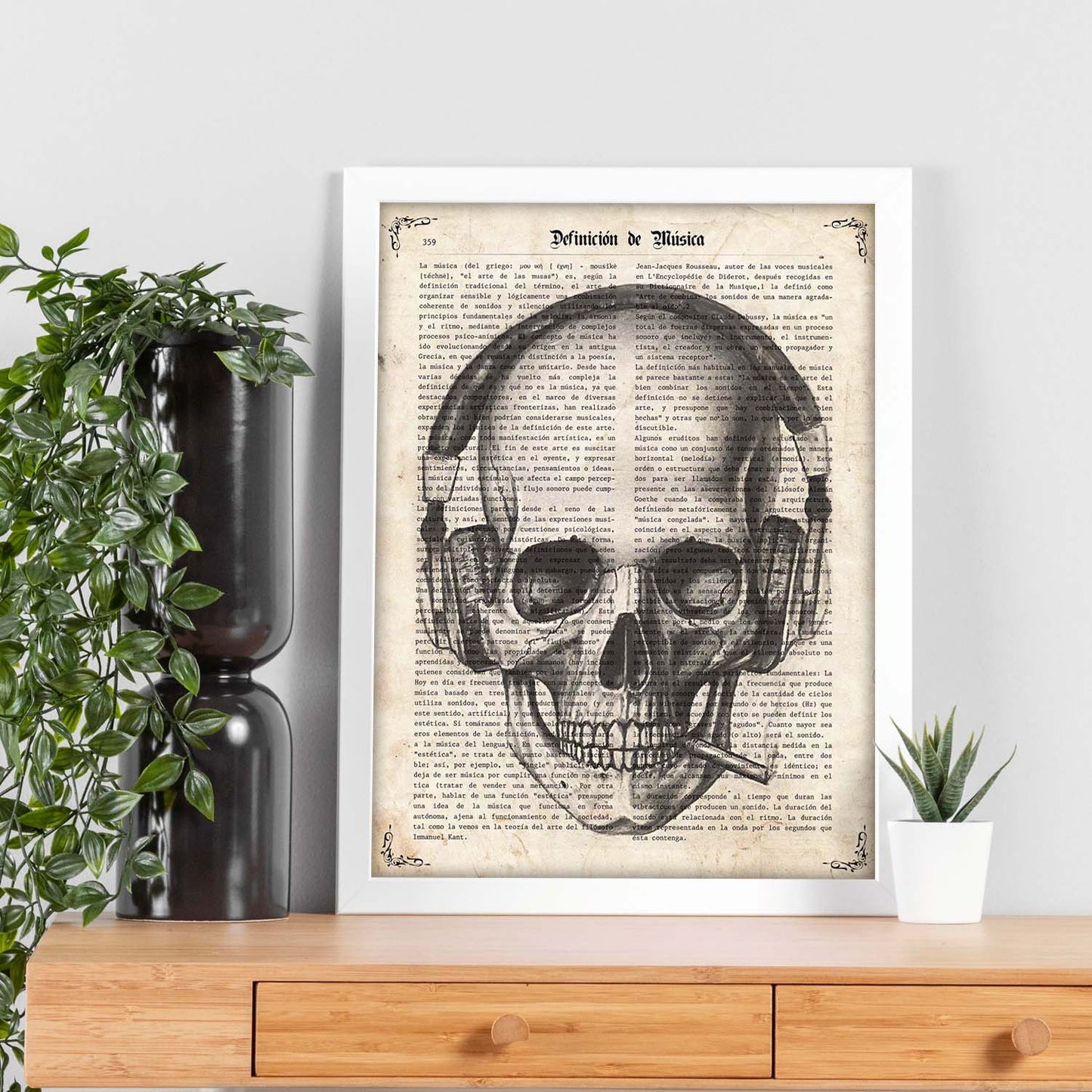 Poster de Calavera con cascos. Láminas de calaveras. Decoración de hogar.-Artwork-Nacnic-Nacnic Estudio SL