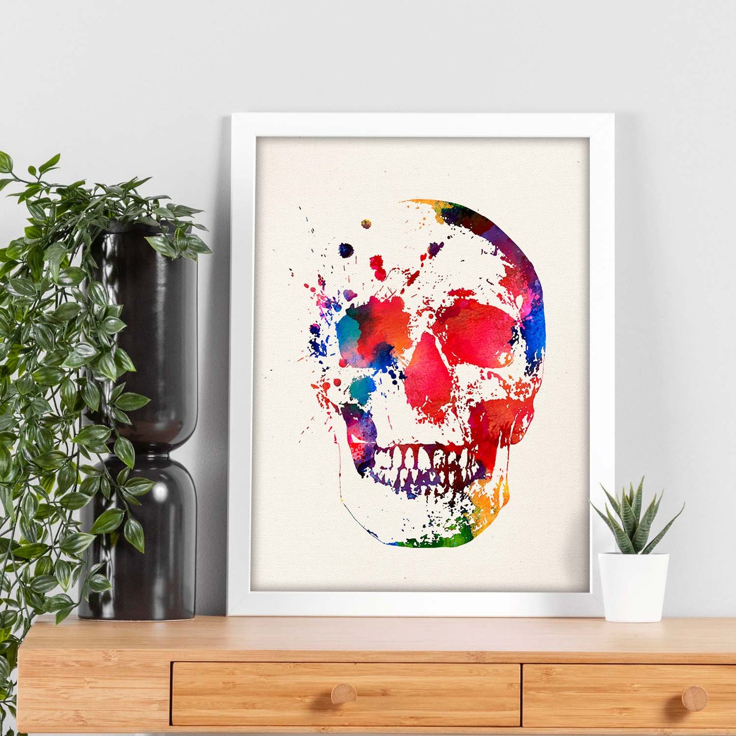 Poster de Calavera con diseño acuarela. Mix de láminas con estilo acuarela-Artwork-Nacnic-Nacnic Estudio SL