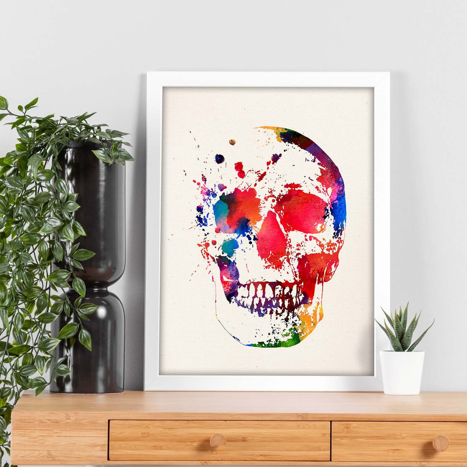 Poster de Calavera con diseño acuarela. Mix de láminas con estilo acuarela-Artwork-Nacnic-Nacnic Estudio SL