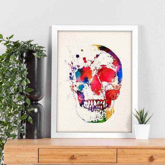 Poster de Calavera con diseño acuarela. Mix de láminas con estilo acuarela-Artwork-Nacnic-Nacnic Estudio SL