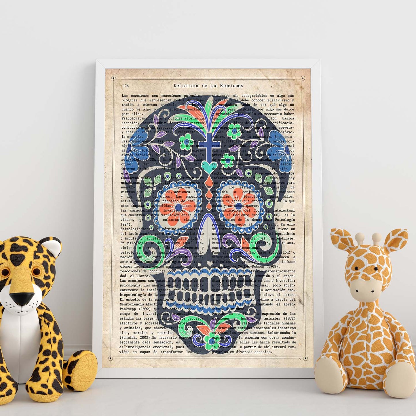 Poster de Calavera mexicana negra. Láminas de calaveras. Decoración de hogar.-Artwork-Nacnic-Nacnic Estudio SL