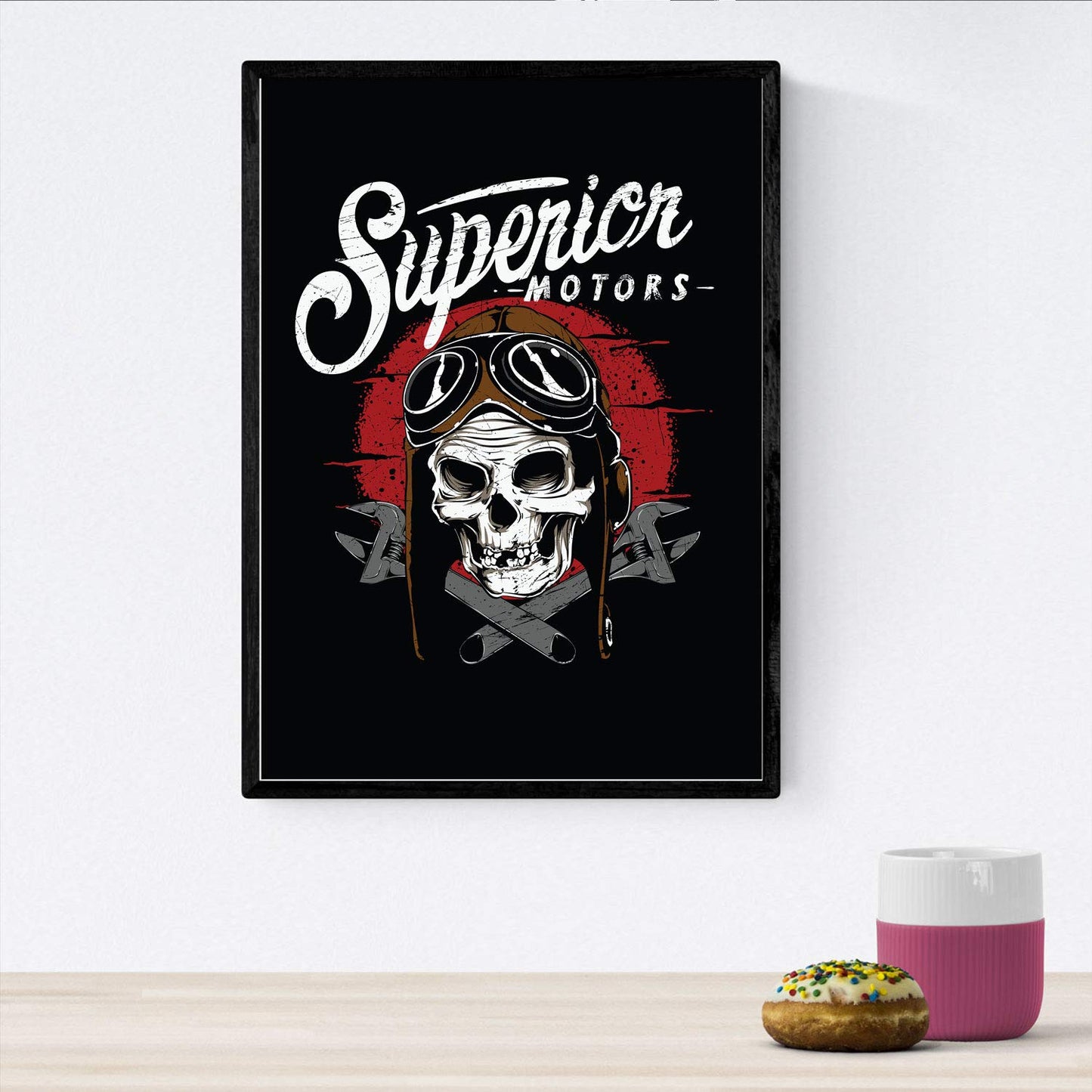 Poster de Calaveras y cascos moto. Lámina decorativa de diseño.-Artwork-Nacnic-Nacnic Estudio SL
