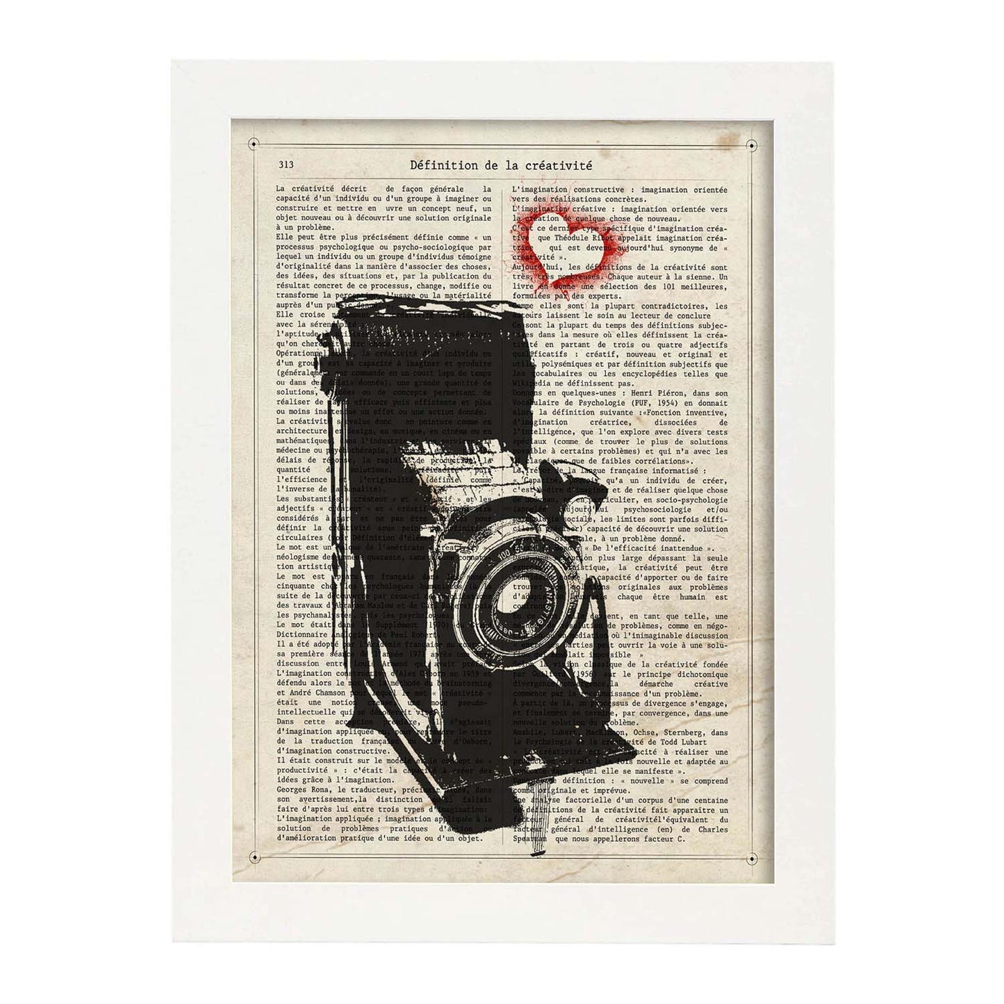 Poster de Camara Kinax corazon. Láminas de cámaras de fotos antiguas. Decoración de fotografía.-Artwork-Nacnic-A3-Marco Blanco-Nacnic Estudio SL