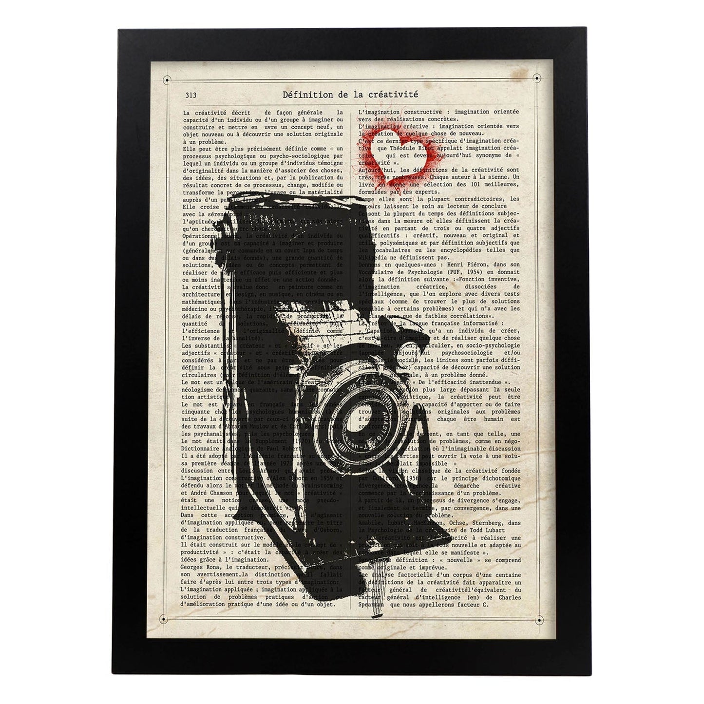 Poster de Camara Kinax corazon. Láminas de cámaras de fotos antiguas. Decoración de fotografía.-Artwork-Nacnic-A4-Marco Negro-Nacnic Estudio SL
