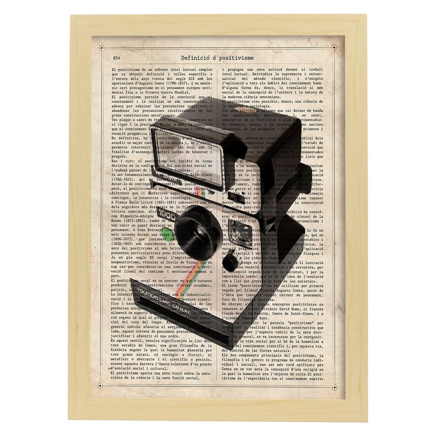Poster de Camara Polaroid. Láminas de cámaras de fotos antiguas. Decoración de fotografía.-Artwork-Nacnic-A3-Marco Madera clara-Nacnic Estudio SL