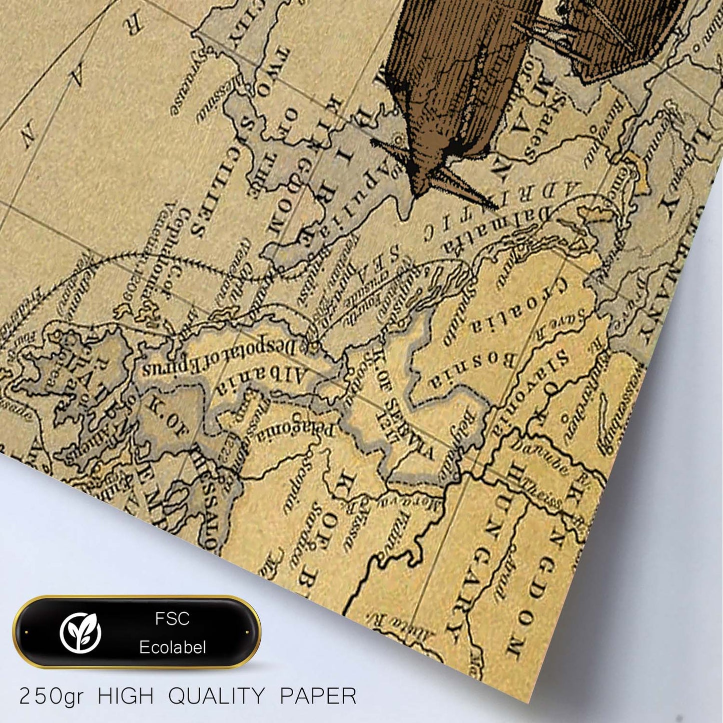 Poster de Camino a Hungria. Láminas de mapas del mundo. Decoración con mapas e imágenes vintage.-Artwork-Nacnic-Nacnic Estudio SL