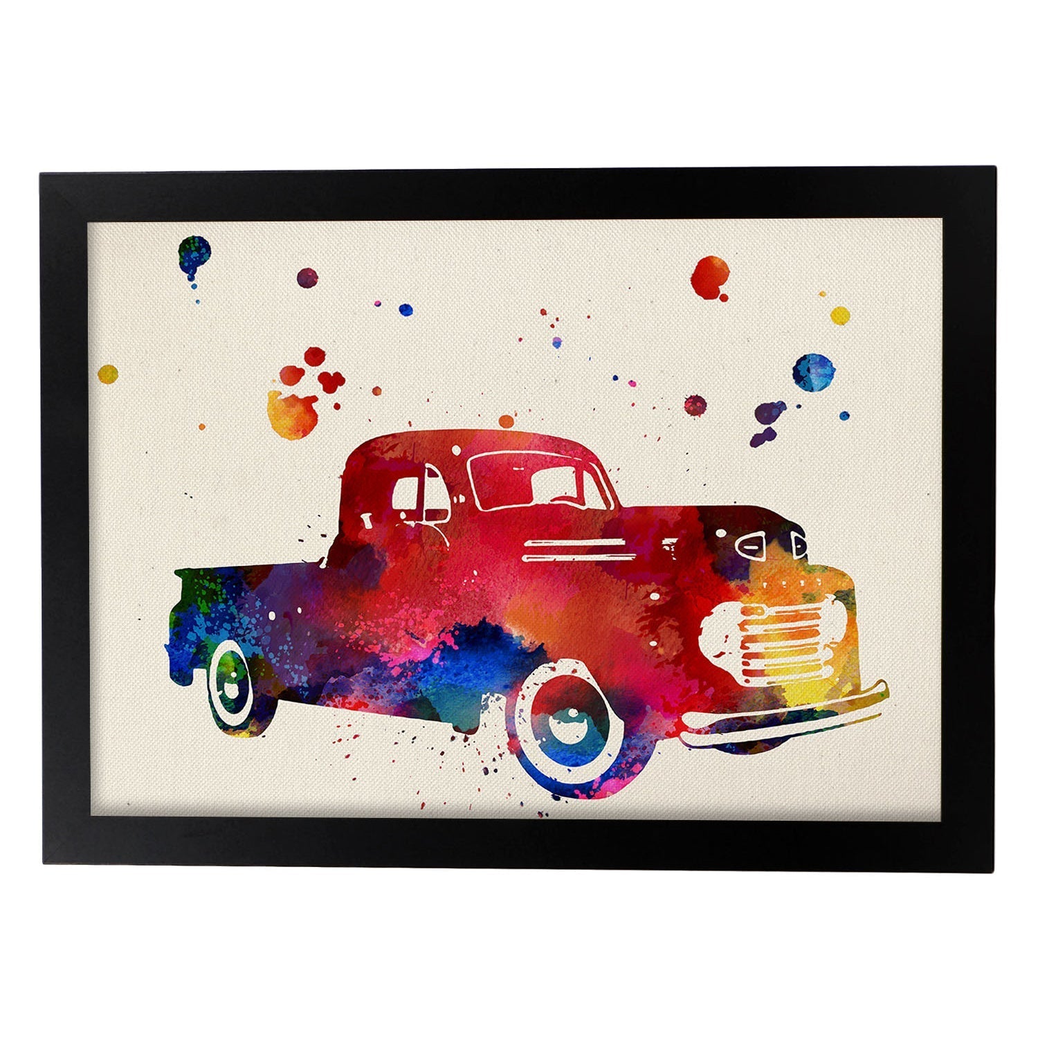 Poster de Camioneta con diseño acuarela. Mix de láminas con estilo acuarela-Artwork-Nacnic-A3-Marco Negro-Nacnic Estudio SL