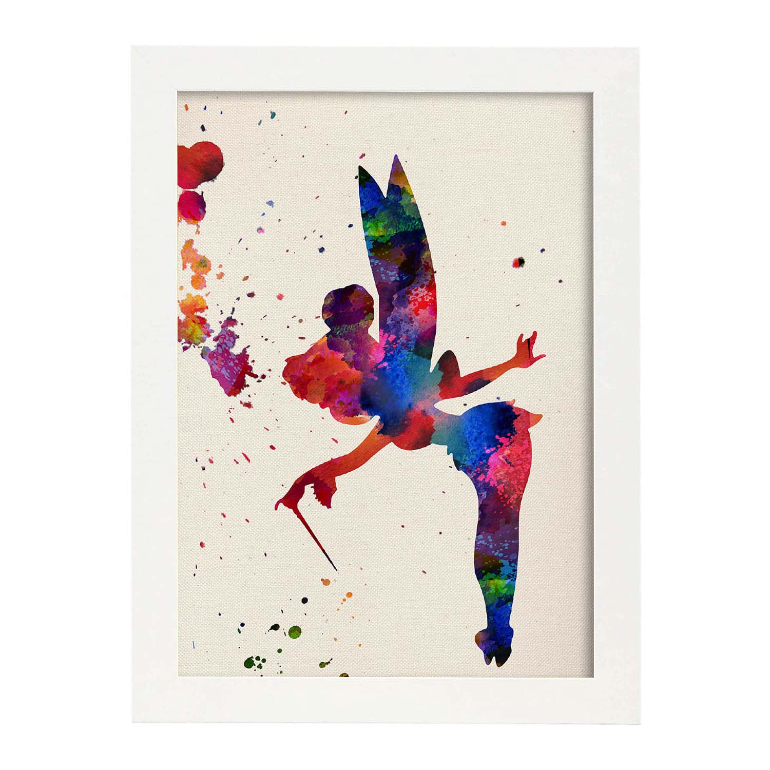 Poster de Campanilla con diseño acuarela. Mix de láminas con estilo acuarela-Artwork-Nacnic-A3-Marco Blanco-Nacnic Estudio SL