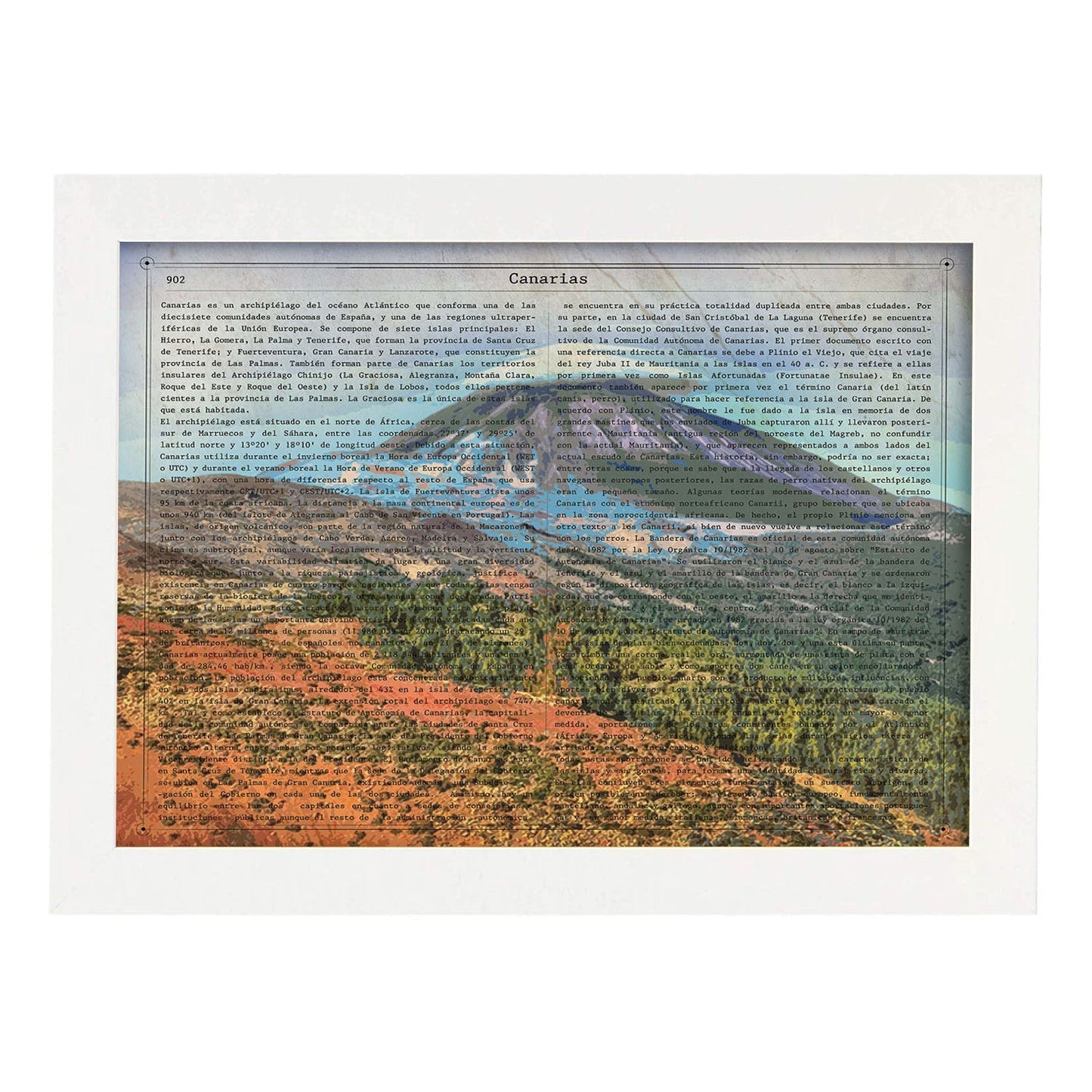 Poster de Canarias. Láminas de comunidades autónomas de España.-Artwork-Nacnic-A3-Marco Blanco-Nacnic Estudio SL