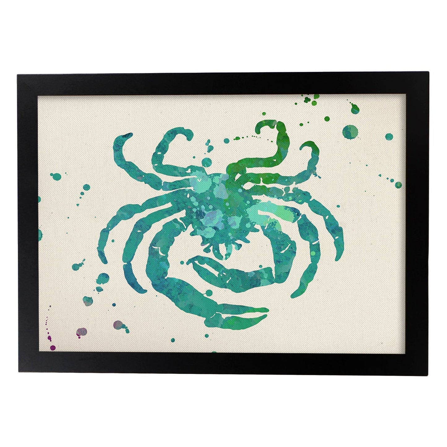 Poster de Cancer a estilo acuarela. Láminas de los símbolos del zodiaco con diseños coloridos de pintura acuarela.-Artwork-Nacnic-A4-Marco Negro-Nacnic Estudio SL