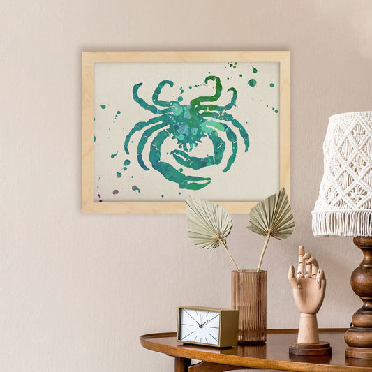 Poster de Cancer a estilo acuarela. Láminas de los símbolos del zodiaco con diseños coloridos de pintura acuarela.-Artwork-Nacnic-Nacnic Estudio SL