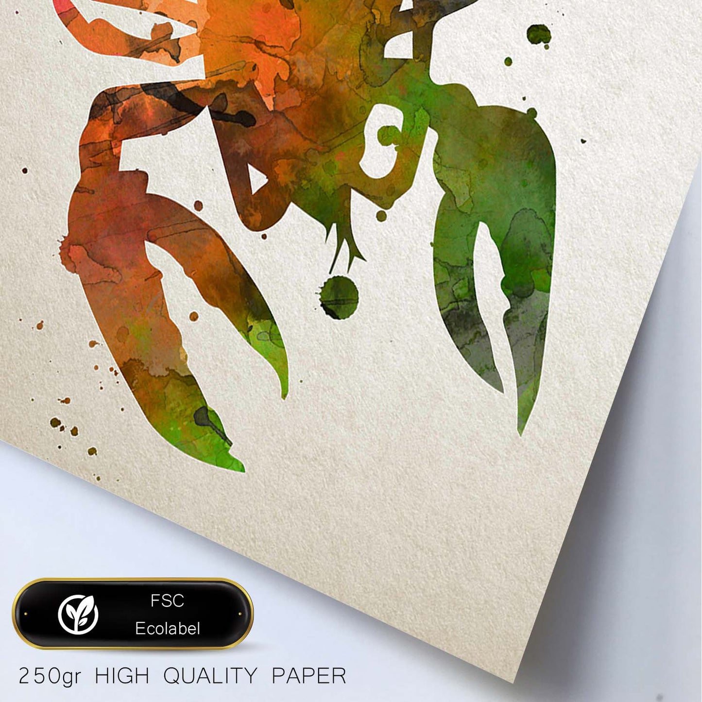 Poster de Cangrejo 2 estilo acuarela. Láminas de animales con estilo acuarela-Artwork-Nacnic-Nacnic Estudio SL
