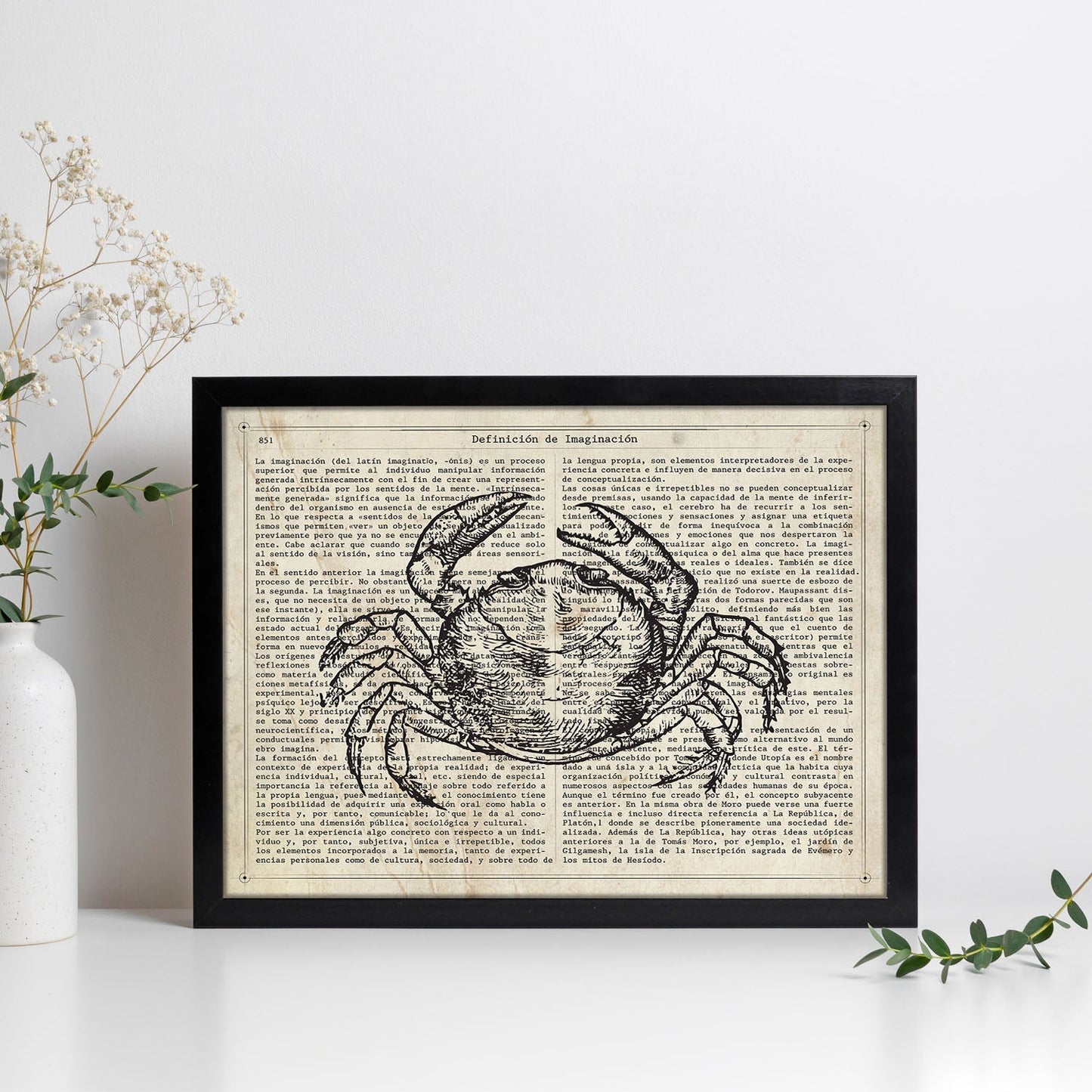 Poster de Cangrejo Vintage con definición. Láminas de animales con texto y definición. Diseño de interiores basado en animales.-Artwork-Nacnic-Nacnic Estudio SL