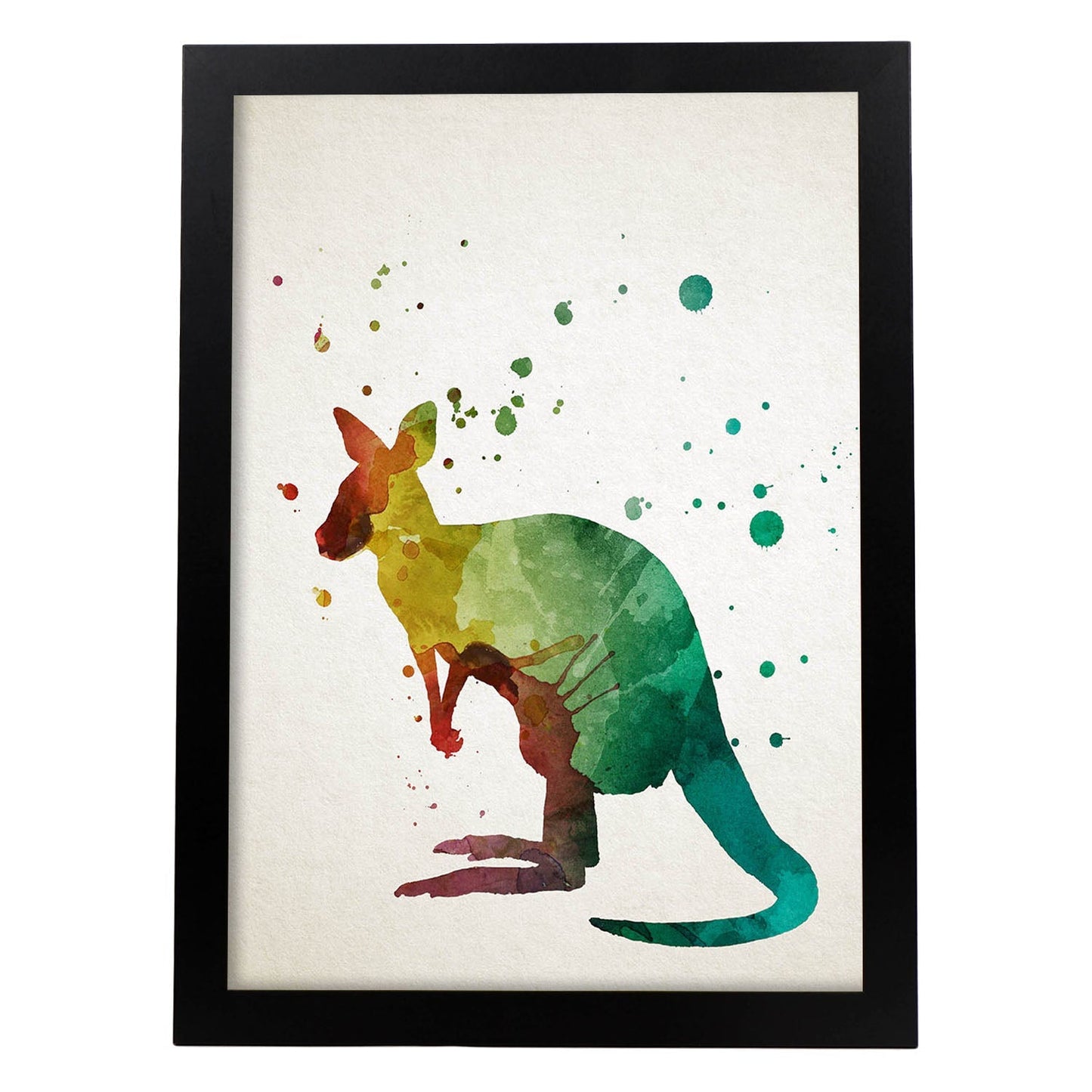 Poster de Canguro estilo acuarela. Láminas de animales con estilo acuarela-Artwork-Nacnic-A3-Marco Negro-Nacnic Estudio SL