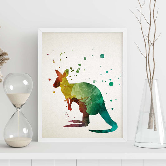 Poster de Canguro estilo acuarela. Láminas de animales con estilo acuarela-Artwork-Nacnic-Nacnic Estudio SL