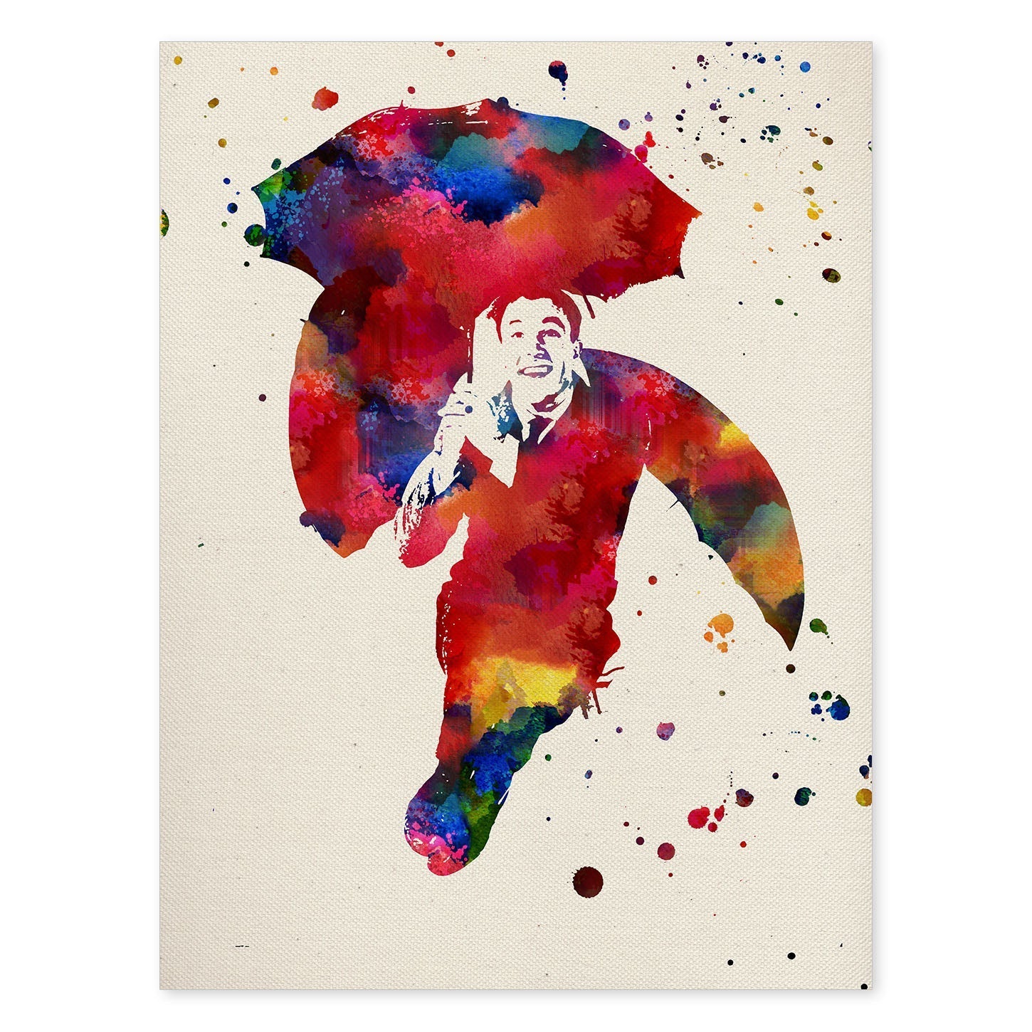 Poster de Cantando bajo la lluvia con diseño acuarela. Mix de láminas con estilo acuarela-Artwork-Nacnic-A4-Sin marco-Nacnic Estudio SL