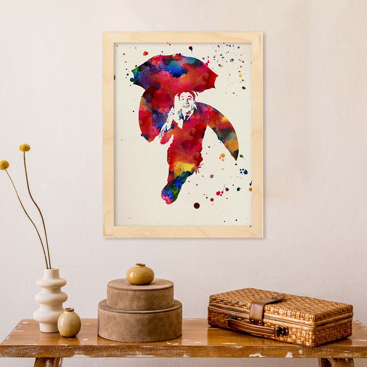 Poster de Cantando bajo la lluvia con diseño acuarela. Mix de láminas con estilo acuarela-Artwork-Nacnic-Nacnic Estudio SL