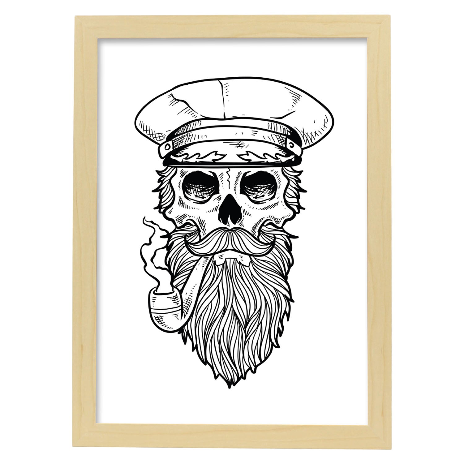 Poster de Capitan. Lámina decorativa de diseño.-Artwork-Nacnic-A4-Marco Madera clara-Nacnic Estudio SL