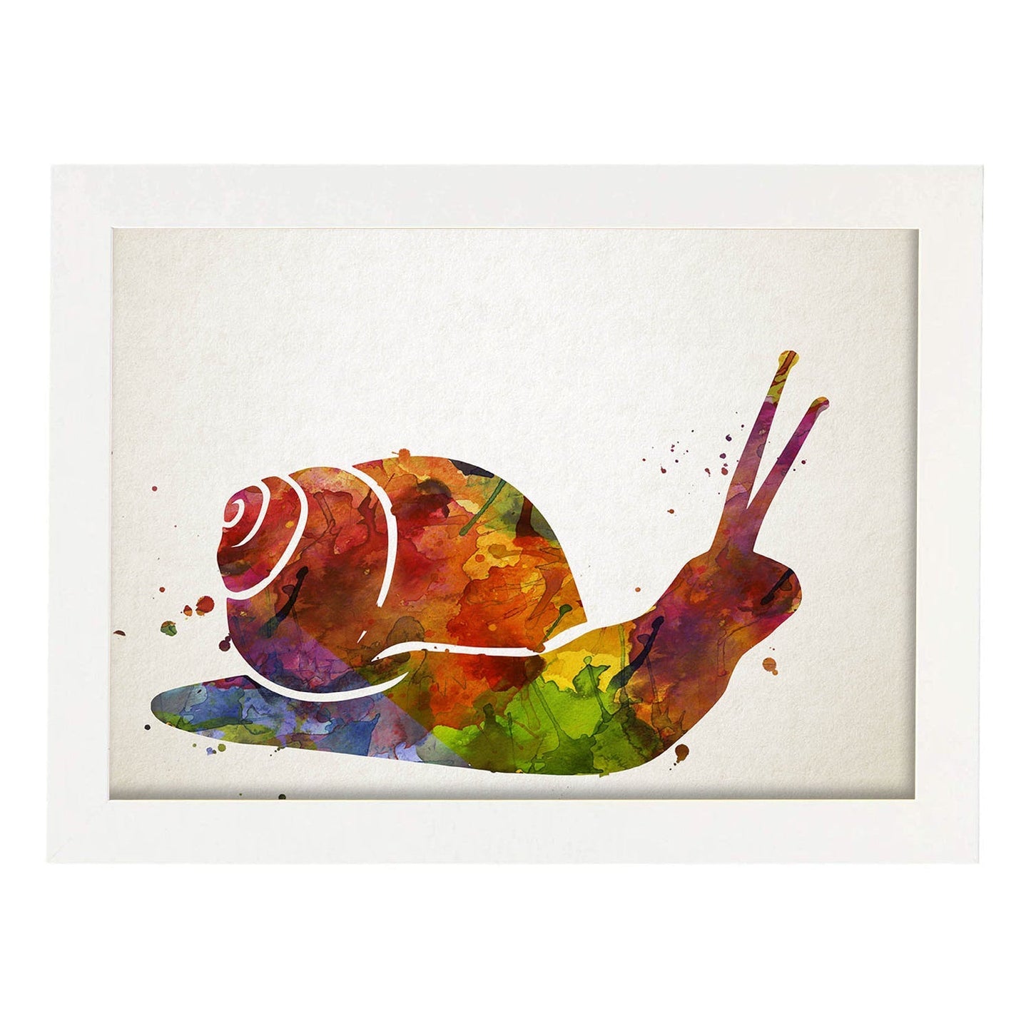 Poster de Caracol estilo acuarela. Láminas de animales con estilo acuarela-Artwork-Nacnic-A3-Marco Blanco-Nacnic Estudio SL