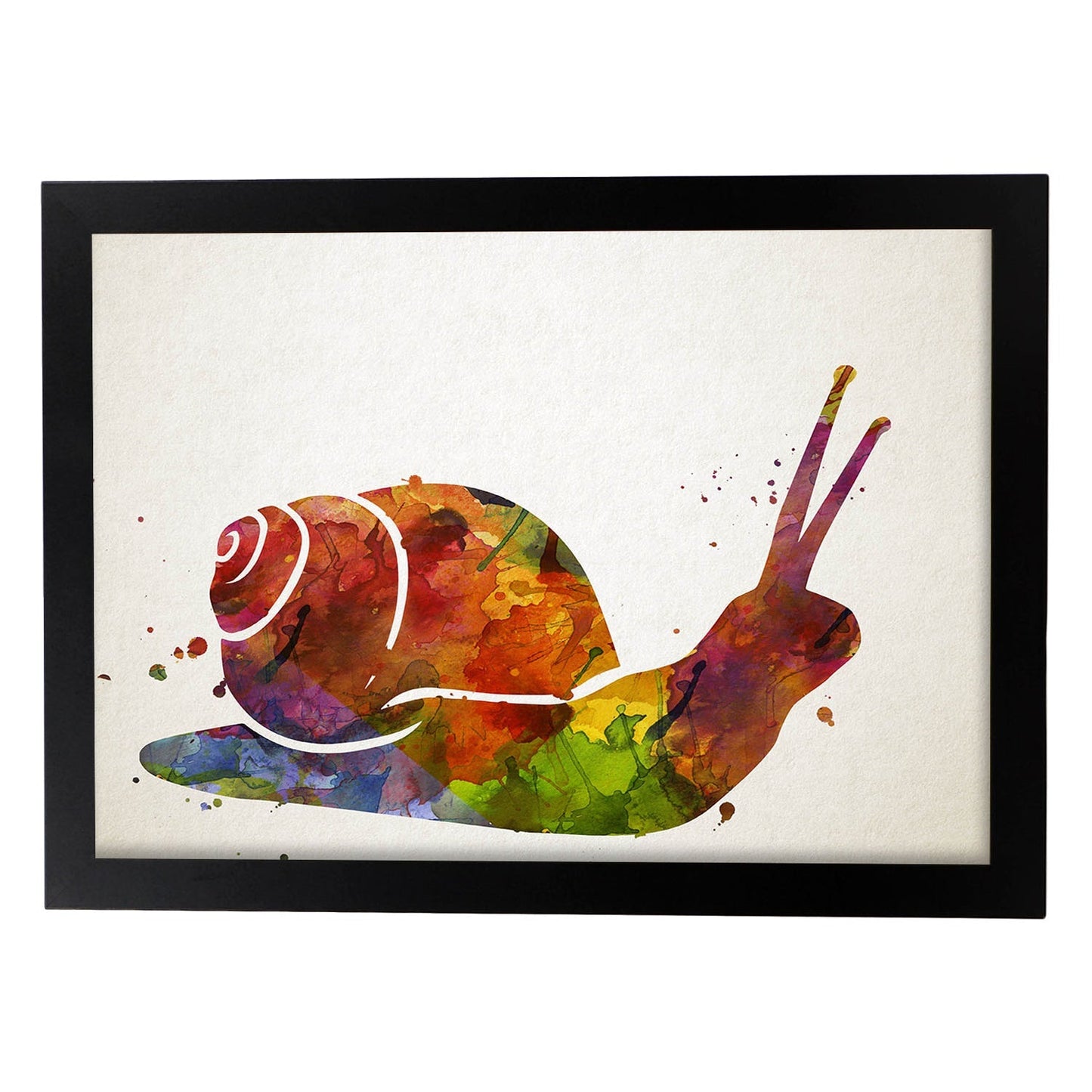 Poster de Caracol estilo acuarela. Láminas de animales con estilo acuarela-Artwork-Nacnic-A4-Marco Negro-Nacnic Estudio SL