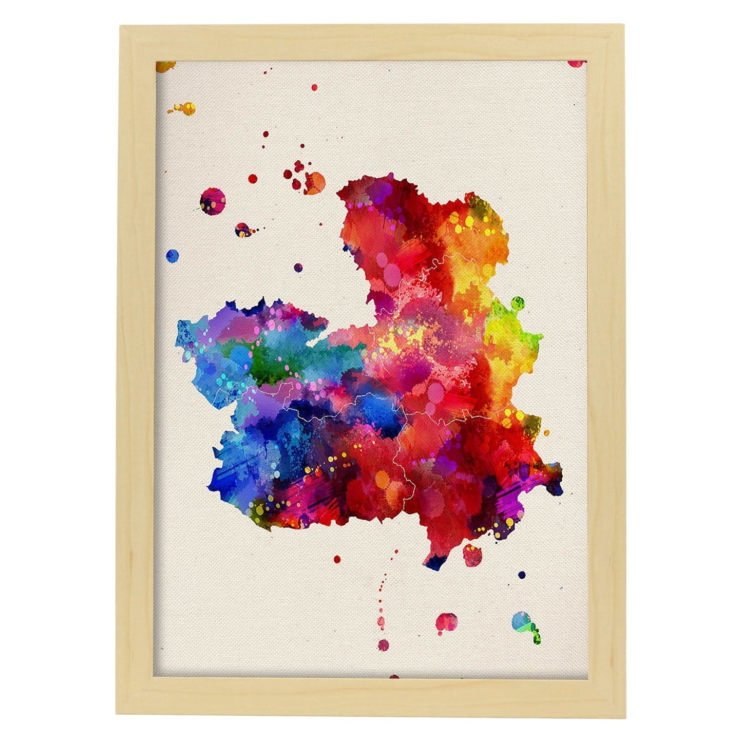 Poster de Castilla la mancha. Láminas e ilustraciones de ciudades, comunidades, y mapas de España.-Artwork-Nacnic-A4-Marco Madera clara-Nacnic Estudio SL