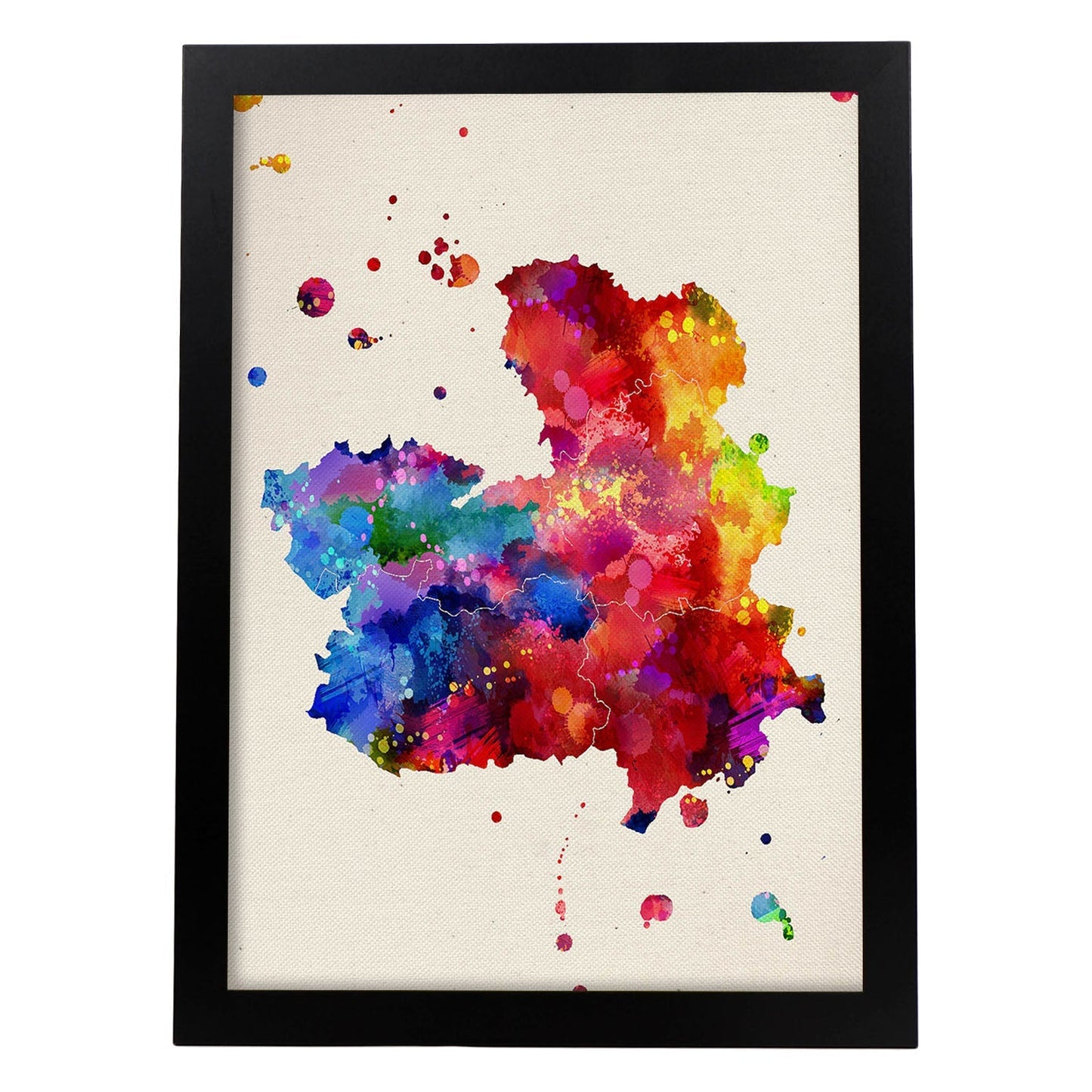 Poster de Castilla la mancha. Láminas e ilustraciones de ciudades, comunidades, y mapas de España.-Artwork-Nacnic-A4-Marco Negro-Nacnic Estudio SL