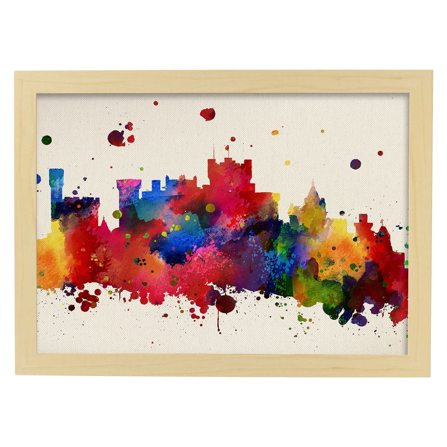 Poster de Castillo Pamplona. Láminas e ilustraciones de ciudades, comunidades, y mapas de España.-Artwork-Nacnic-A4-Marco Madera clara-Nacnic Estudio SL