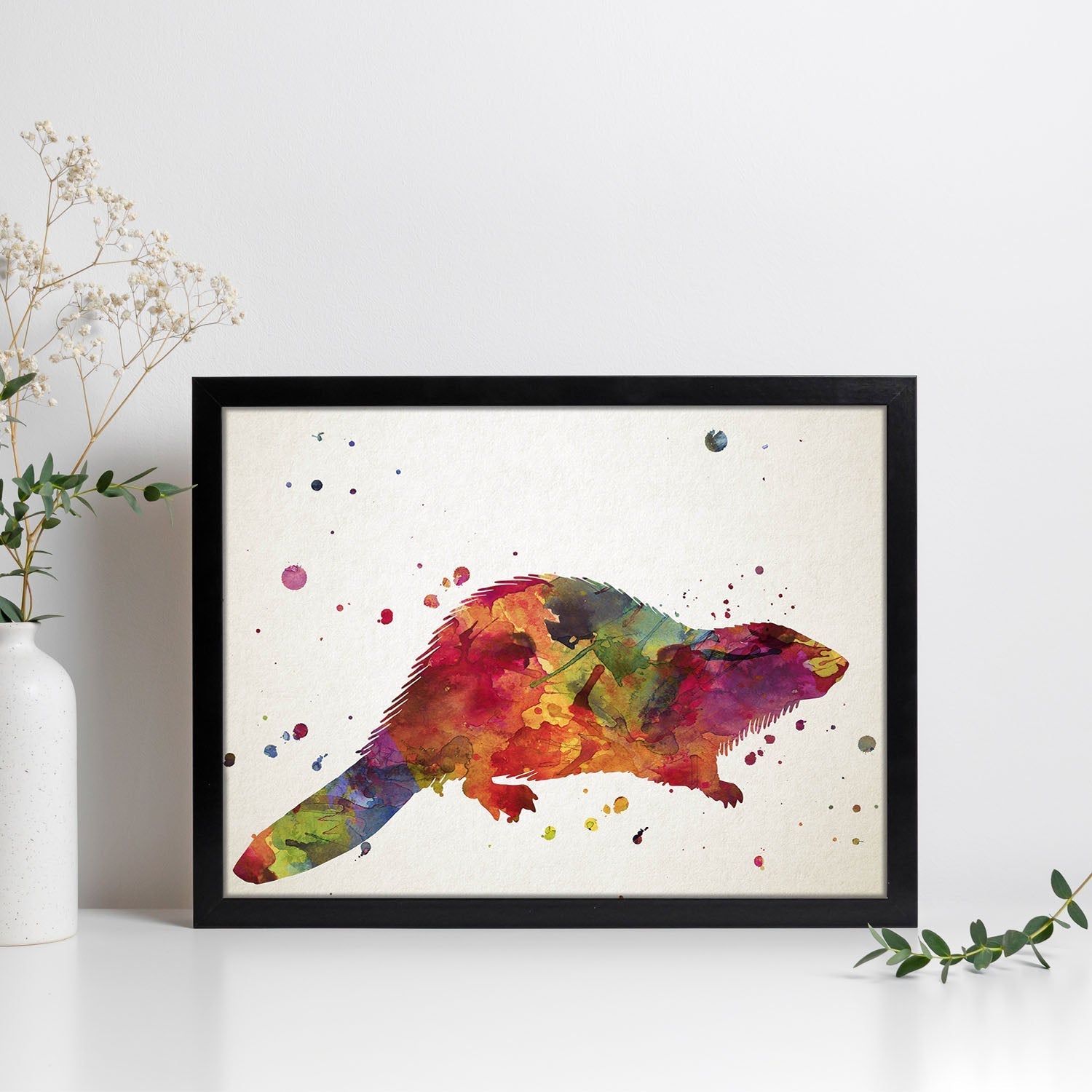 Poster de Castor estilo acuarela. Láminas de animales con estilo acuarela-Artwork-Nacnic-Nacnic Estudio SL