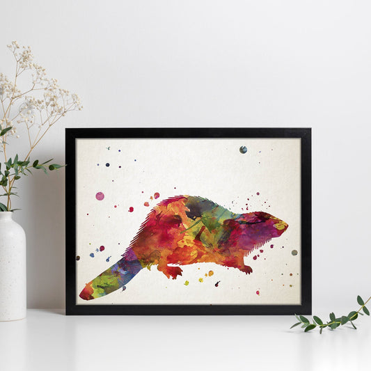 Poster de Castor estilo acuarela. Láminas de animales con estilo acuarela-Artwork-Nacnic-Nacnic Estudio SL