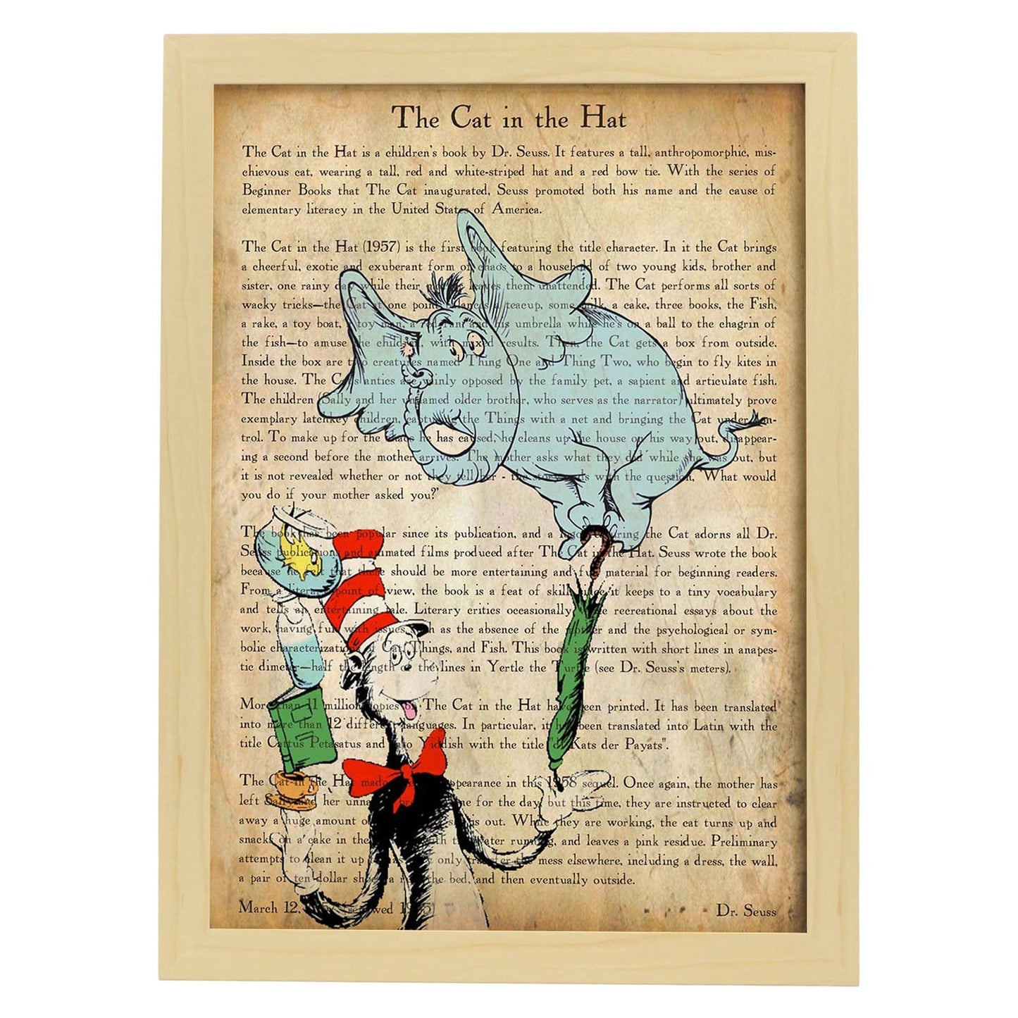 Poster de Cat in the hut amigos. Láminas coloridas con definiciones. Ilustraciones llenas de color para-Artwork-Nacnic-A3-Marco Madera clara-Nacnic Estudio SL