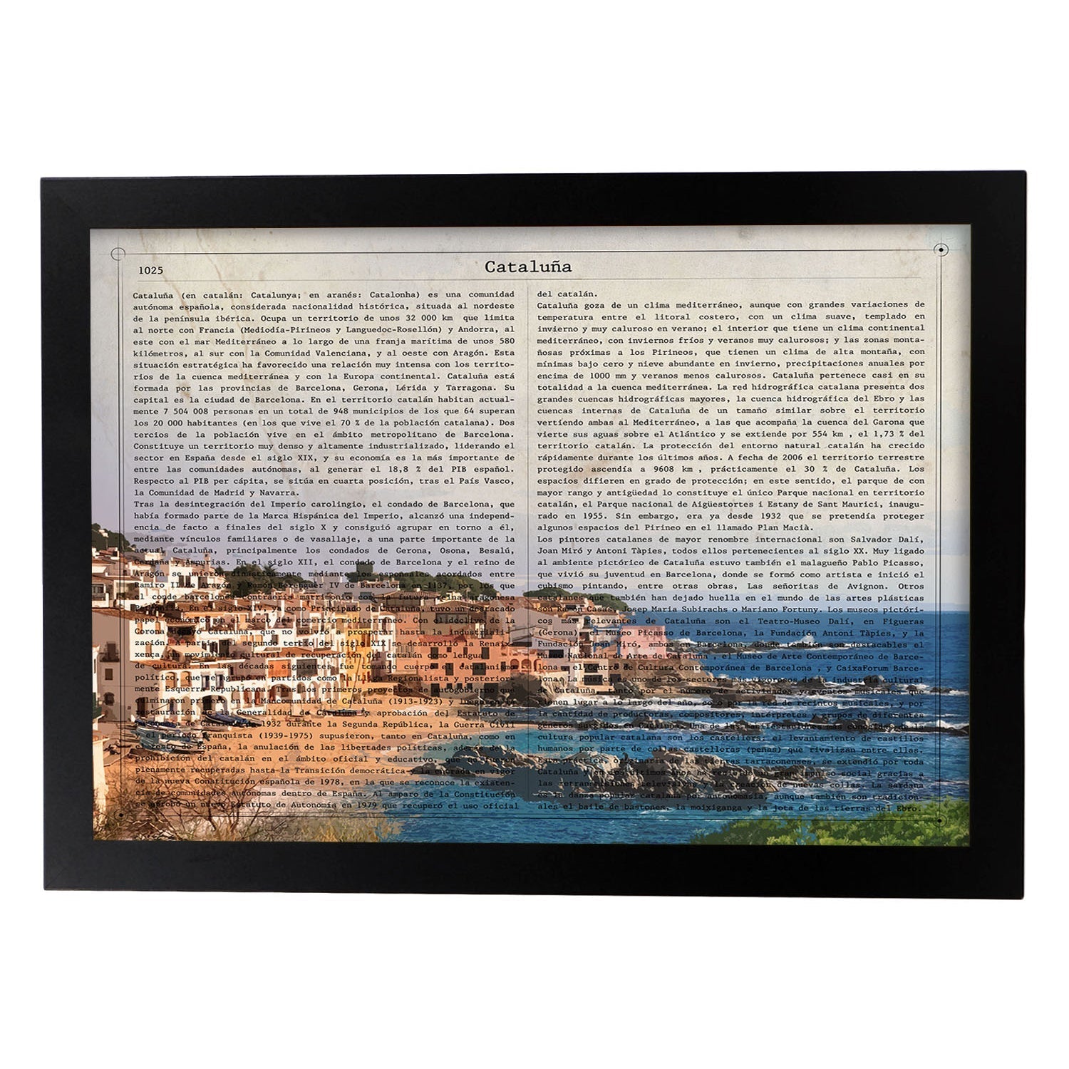 Poster de Cataluña. Láminas de comunidades autónomas de España.-Artwork-Nacnic-A3-Marco Negro-Nacnic Estudio SL