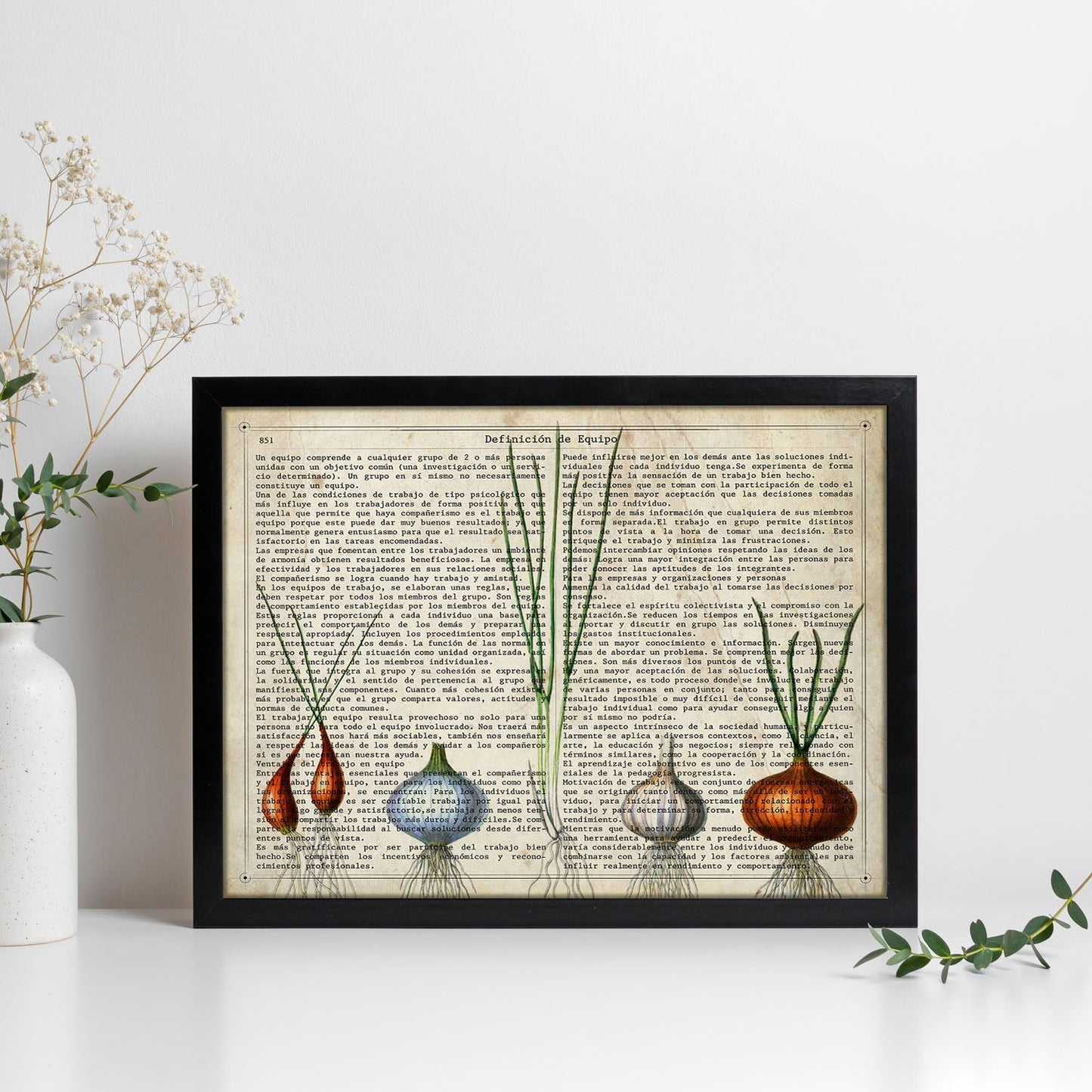 Poster de Cebollas y ajos. Láminas de frutas y verduras con definiciones. Ilustraciones de alimentacion vegetariana.-Artwork-Nacnic-Nacnic Estudio SL