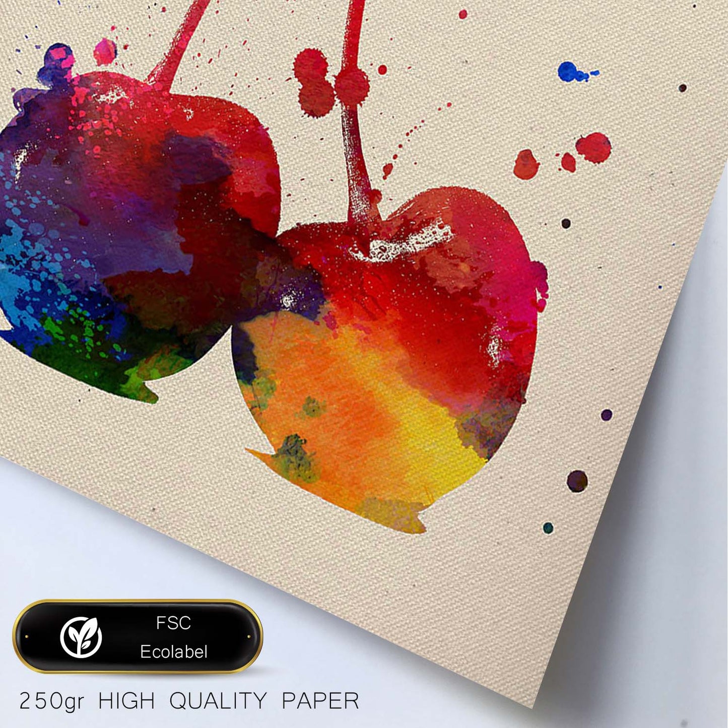 Poster de Cerezas con diseño acuarela. Mix de láminas con estilo acuarela-Artwork-Nacnic-Nacnic Estudio SL