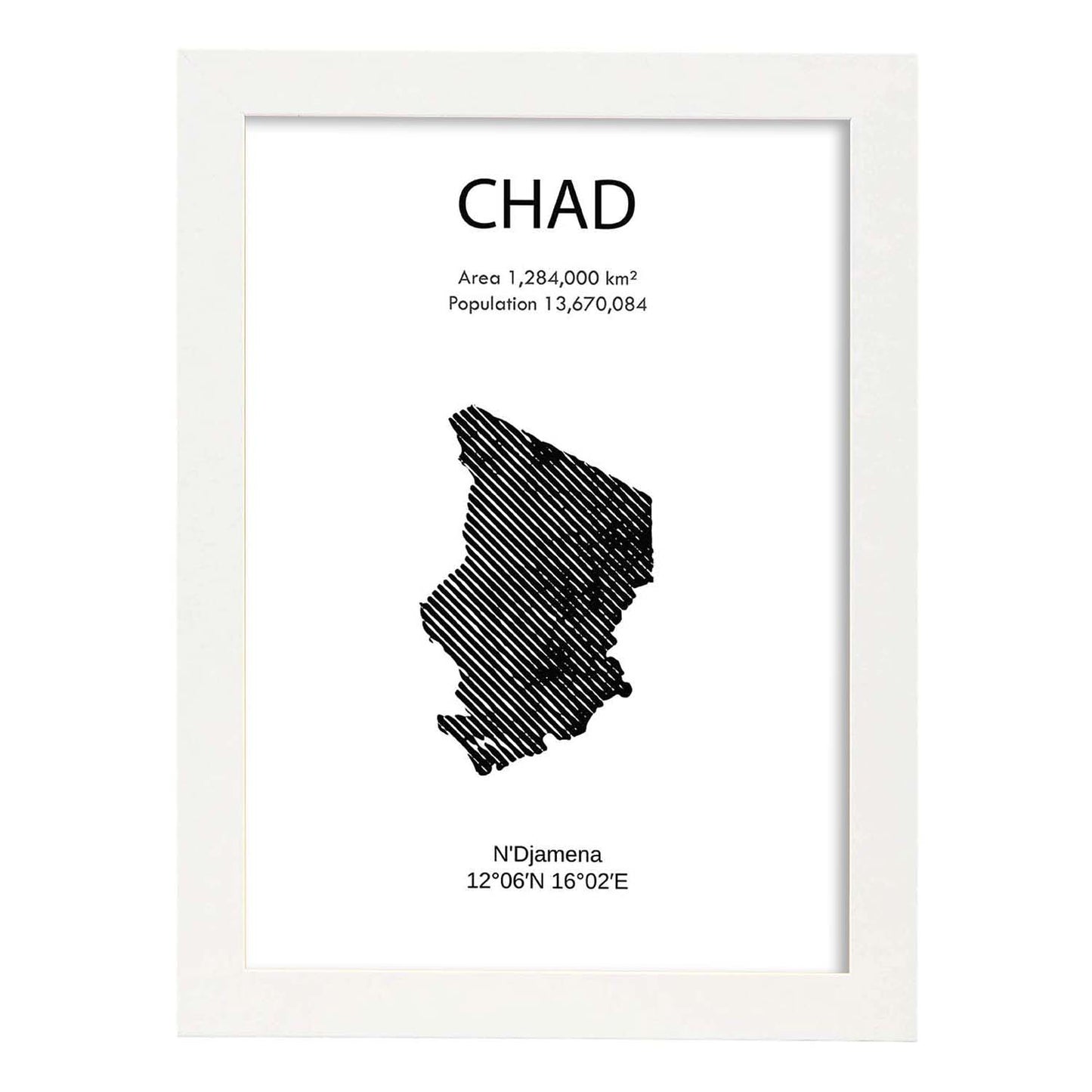 Poster de Chad. Láminas de paises y continentes del mundo.-Artwork-Nacnic-A3-Marco Blanco-Nacnic Estudio SL