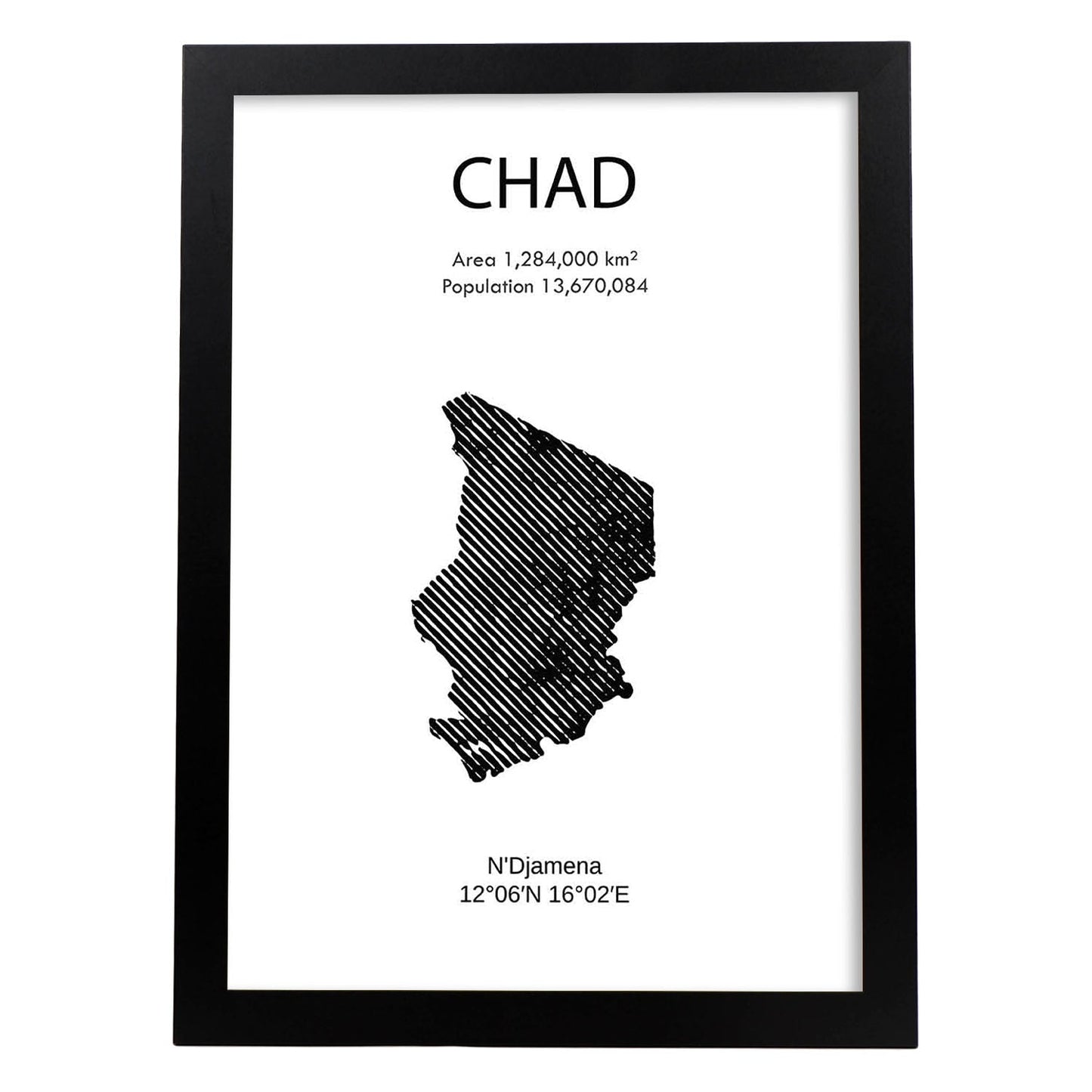 Poster de Chad. Láminas de paises y continentes del mundo.-Artwork-Nacnic-A4-Marco Negro-Nacnic Estudio SL