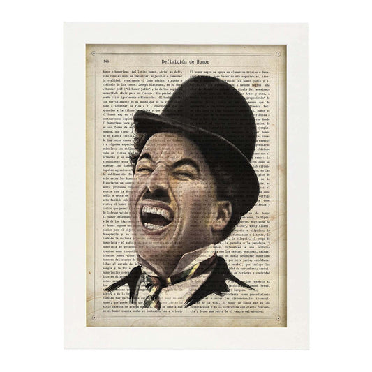 Poster de Charles Chaplin riendo. Láminas de personajes importantes. Posters de músicos, actores, inventores, exploradores, ...-Artwork-Nacnic-A4-Marco Blanco-Nacnic Estudio SL