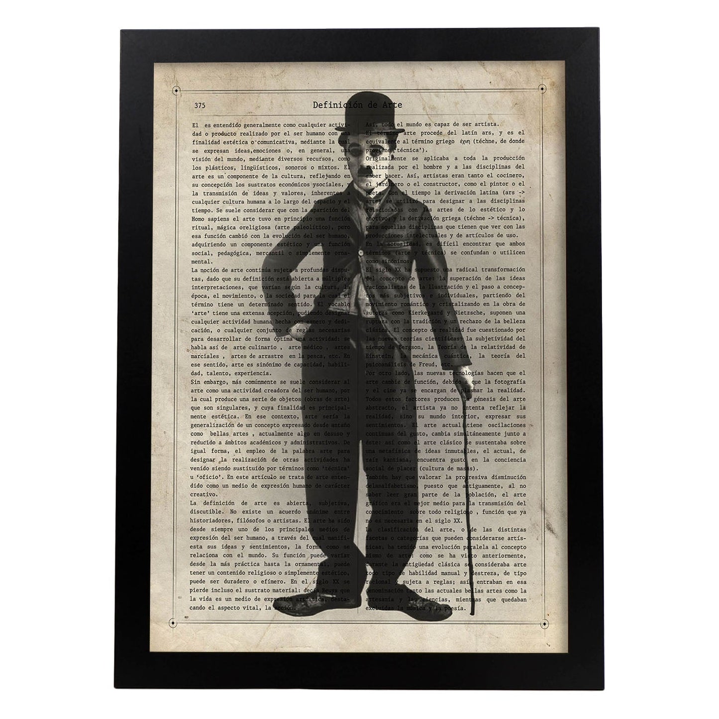 Poster de Charles Chaplin. Láminas de personajes importantes. Posters de músicos, actores, inventores, exploradores, ...-Artwork-Nacnic-A3-Marco Negro-Nacnic Estudio SL