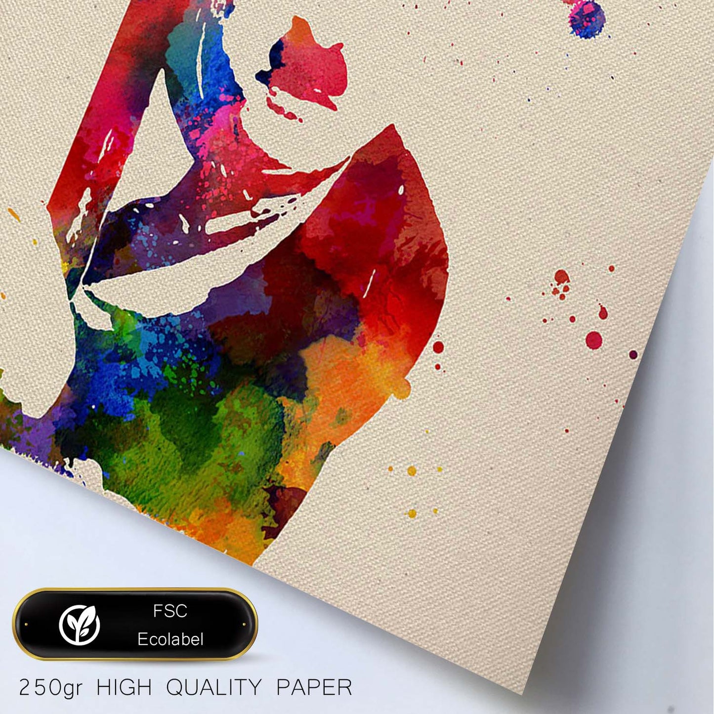 Poster de Charlie Chaplin con diseño acuarela. Mix de láminas con estilo acuarela-Artwork-Nacnic-Nacnic Estudio SL