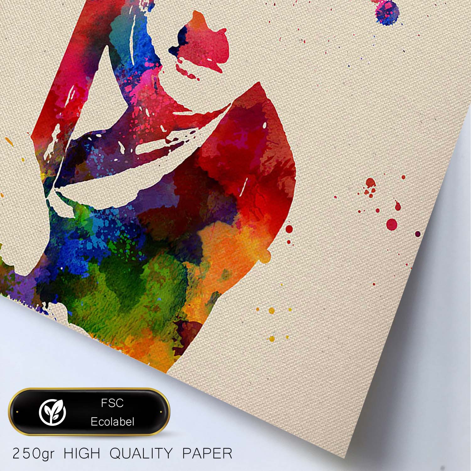 Poster de Charlie Chaplin con diseño acuarela. Mix de láminas con estilo acuarela-Artwork-Nacnic-Nacnic Estudio SL