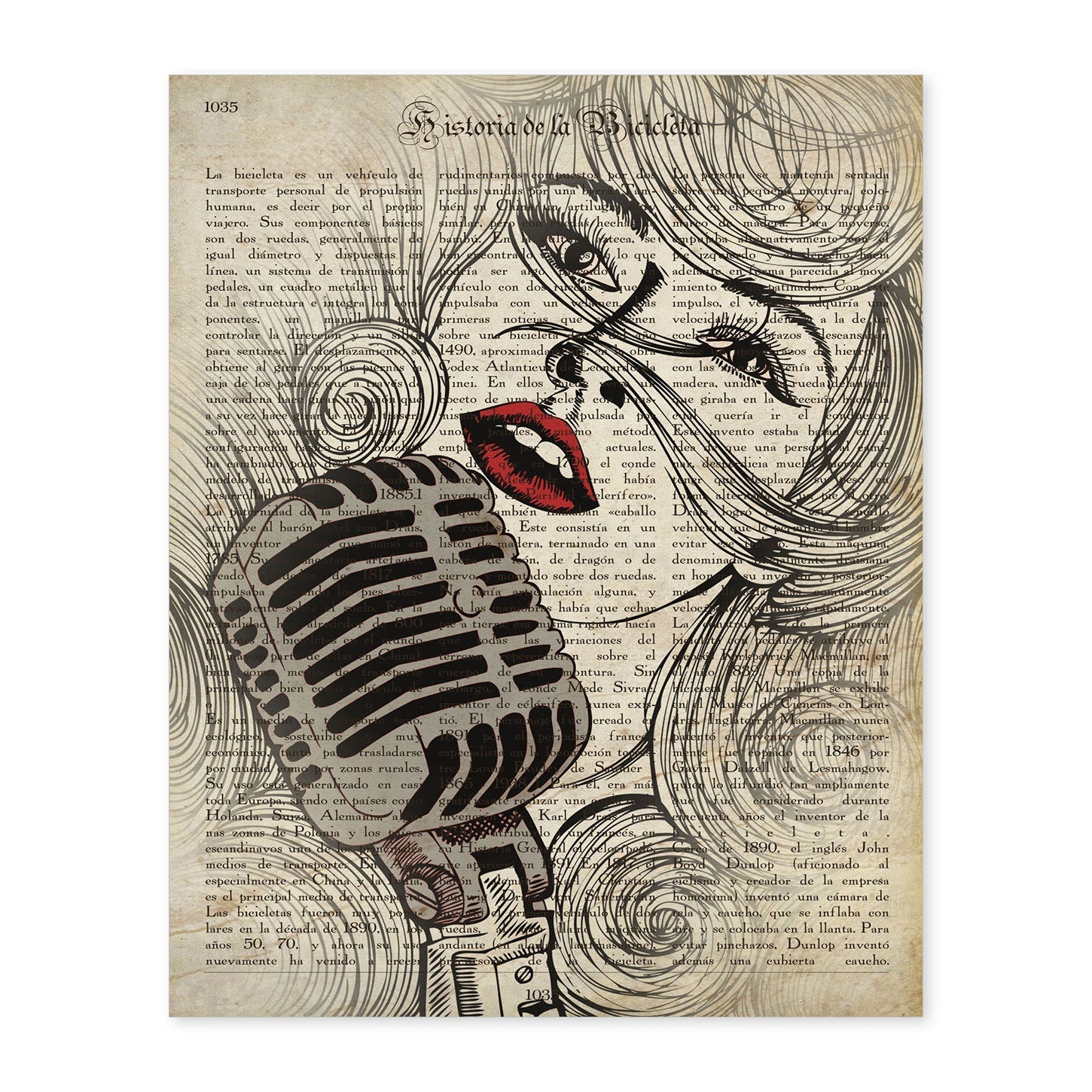 Poster de Chica cantando.Láminas de chicas con textos. Diseño de interiores para mujeres.-Artwork-Nacnic-A4-Sin marco-Nacnic Estudio SL