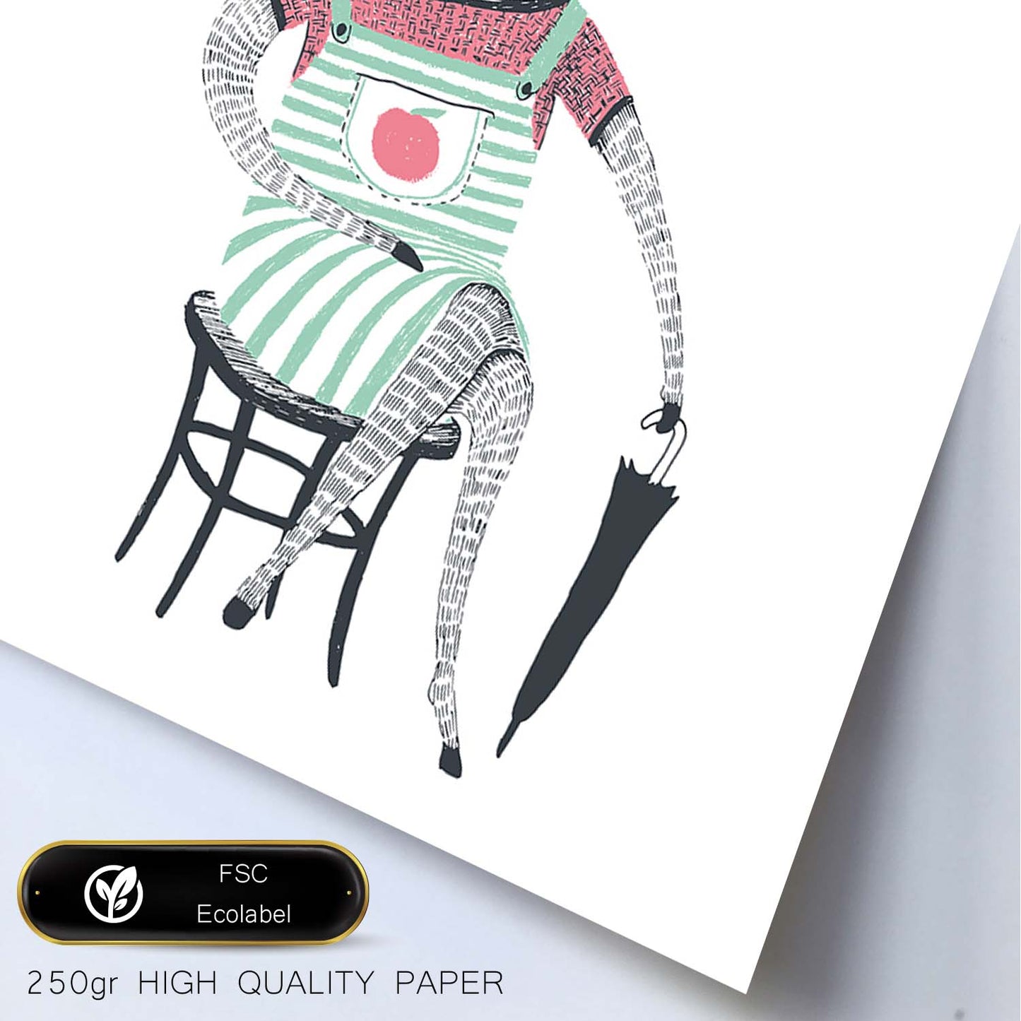Poster de Ciervo con paraguas. Lámina de animales coloridos.-Artwork-Nacnic-Nacnic Estudio SL