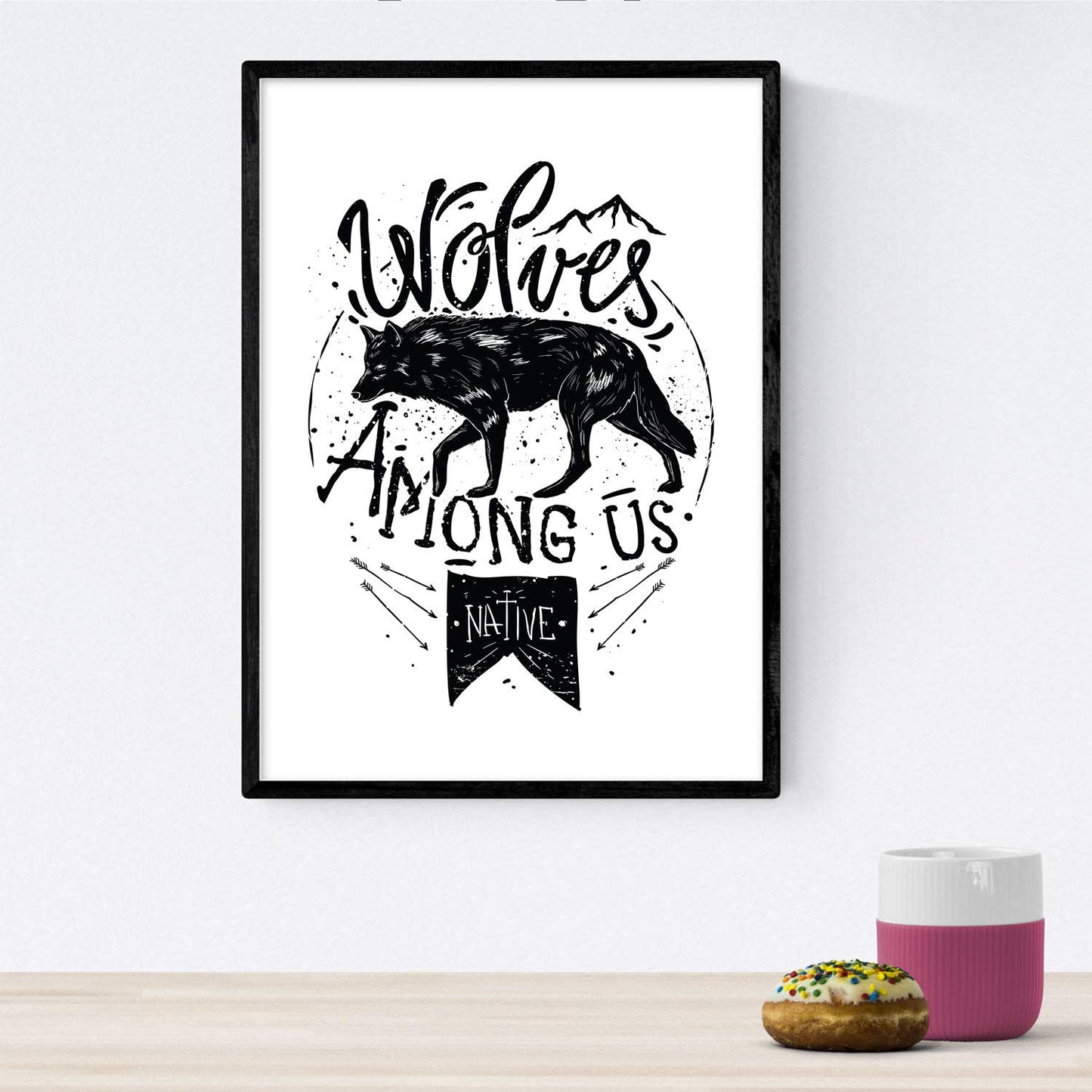 Poster de Ciervo y lobo. Lámina decorativa de diseño.-Artwork-Nacnic-Nacnic Estudio SL