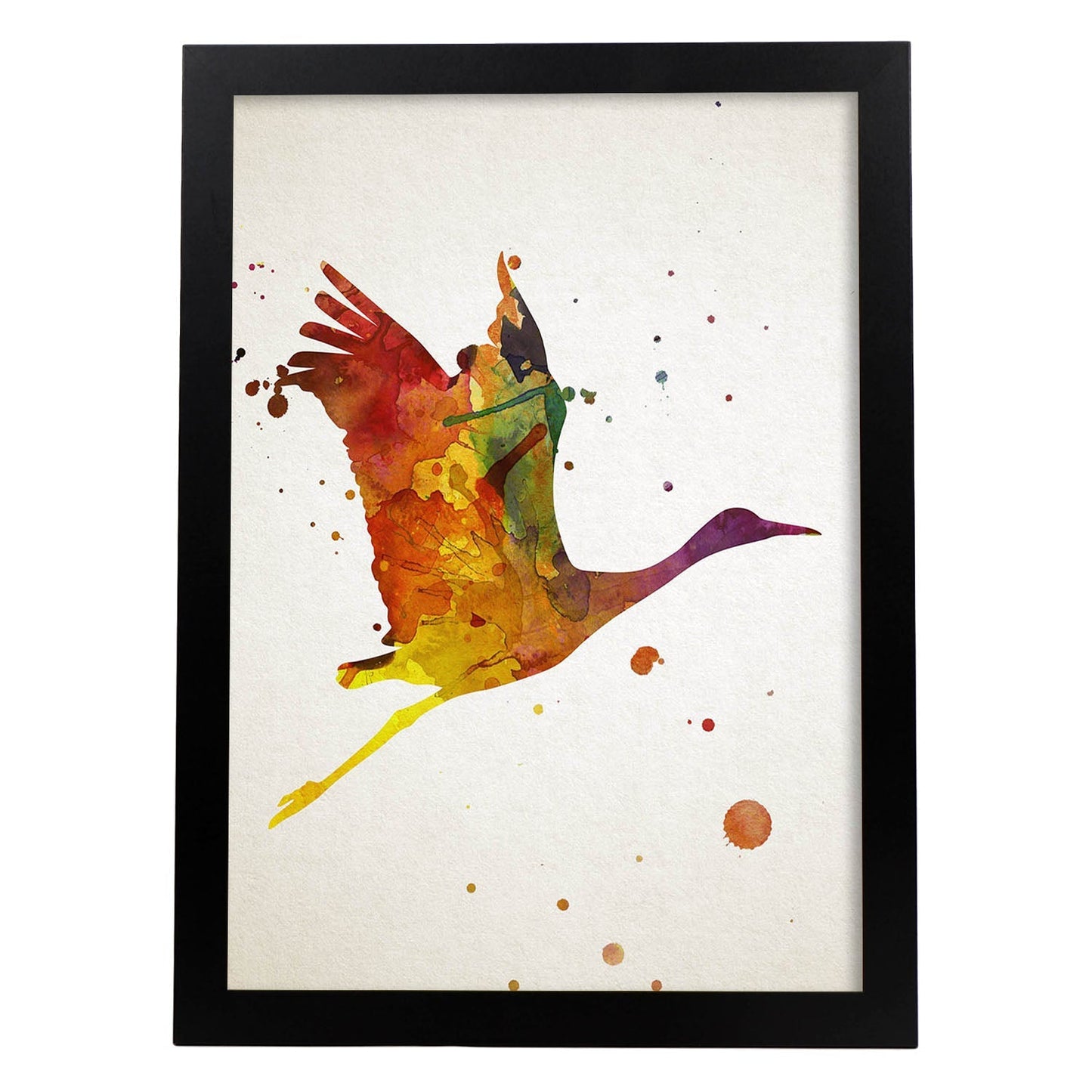 Poster de Cigüeña estilo acuarela. Láminas de animales con estilo acuarela-Artwork-Nacnic-A3-Marco Negro-Nacnic Estudio SL