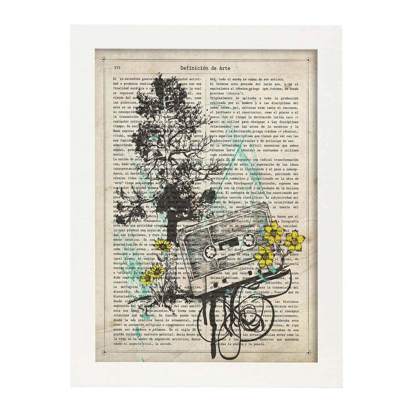 Poster de Cinta de casete con flores. Láminas musicales con definiciones para-Artwork-Nacnic-A3-Marco Blanco-Nacnic Estudio SL