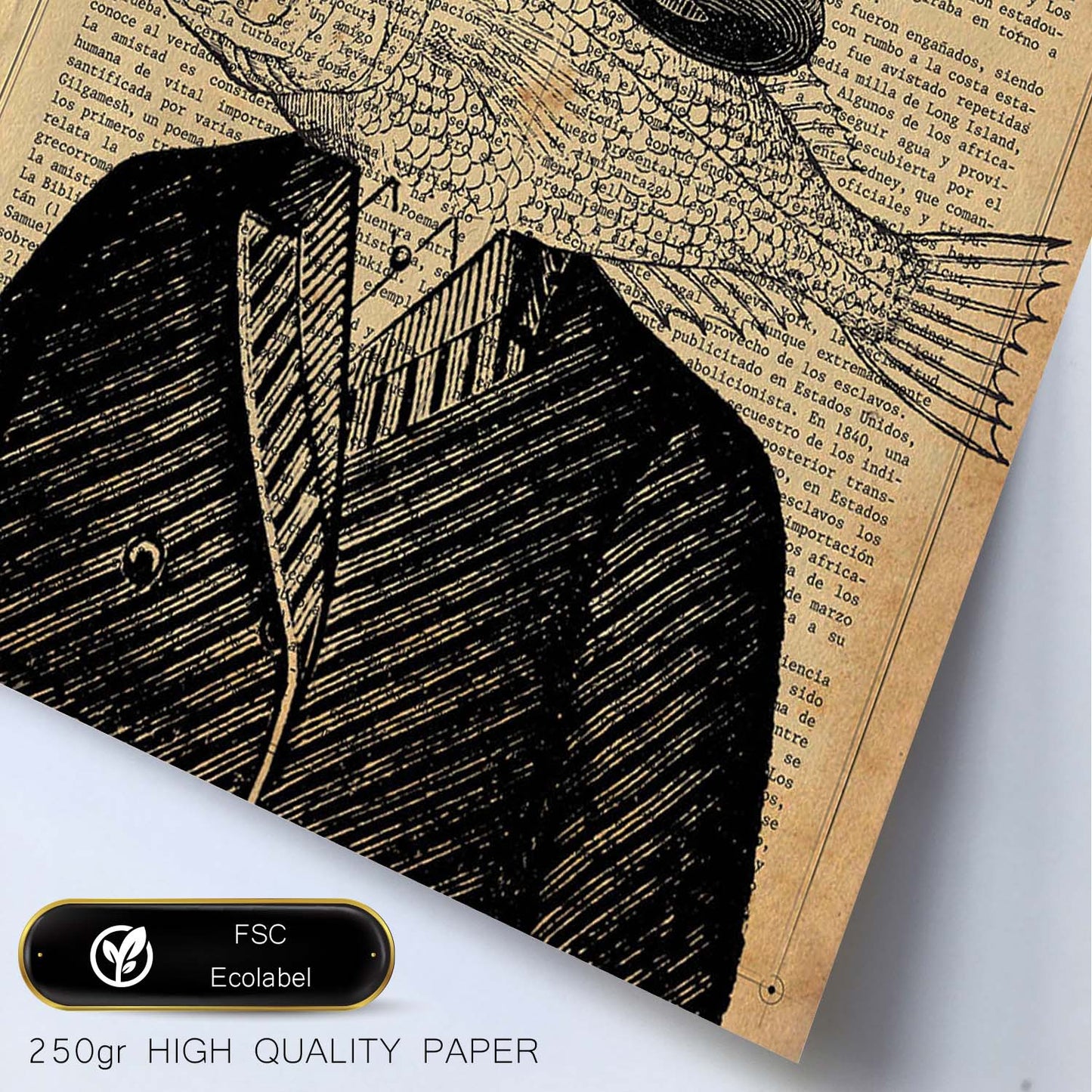 Poster de Classic Fishman con definición. Láminas de animales con texto y definición. Diseño de interiores basado en animales.-Artwork-Nacnic-Nacnic Estudio SL