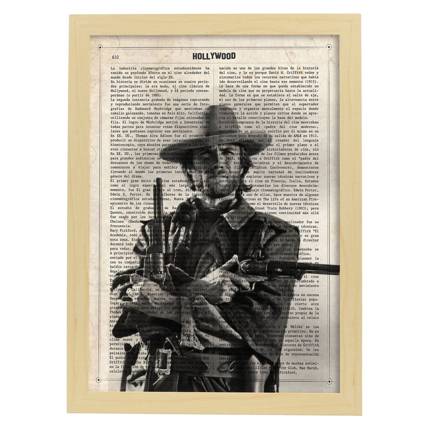 Poster de Clint Eastwood. Láminas de personajes importantes. Posters de músicos, actores, inventores, exploradores, ...-Artwork-Nacnic-A3-Marco Madera clara-Nacnic Estudio SL