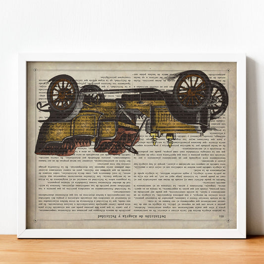 Poster de Coche antiguo en color. Láminas de vehículos con definiciones. Ilustraciones vintage de coches, motos, aviones, 
-Artwork-Nacnic-Nacnic Estudio SL