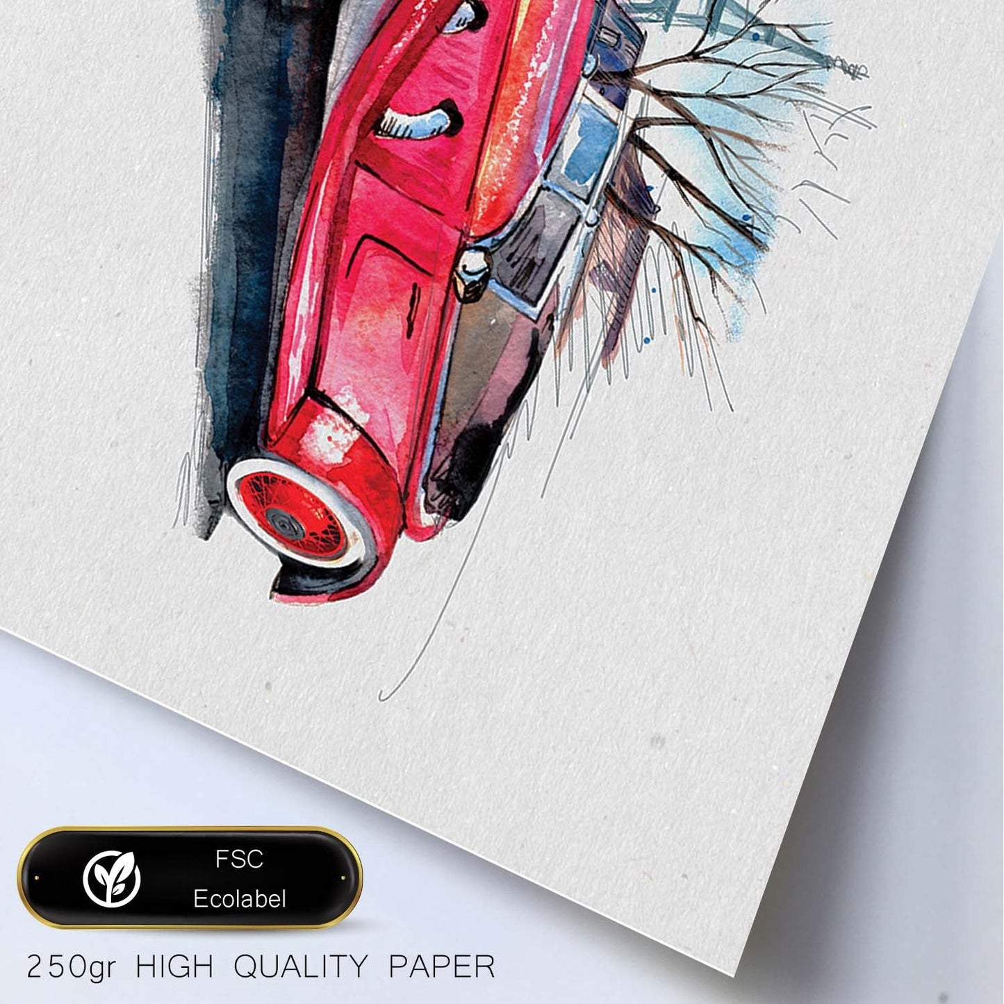 Poster de coches y vehículos. Lámina Coche años 30 con imágenes iilustradas de coches vintage a todo color.-Artwork-Nacnic-Nacnic Estudio SL