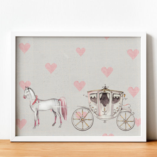 Poster de coches y vehículos. Lámina Coche de caballos 2 con imágenes iilustradas de coches vintage a todo color.-Artwork-Nacnic-Nacnic Estudio SL