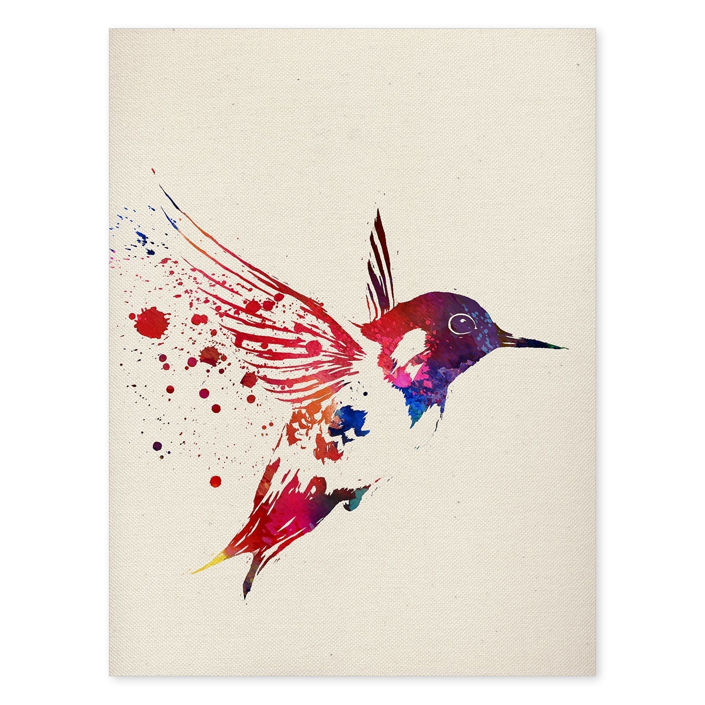 Poster de Colibrí con diseño acuarela. Mix de láminas con estilo acuarela-Artwork-Nacnic-A4-Sin marco-Nacnic Estudio SL